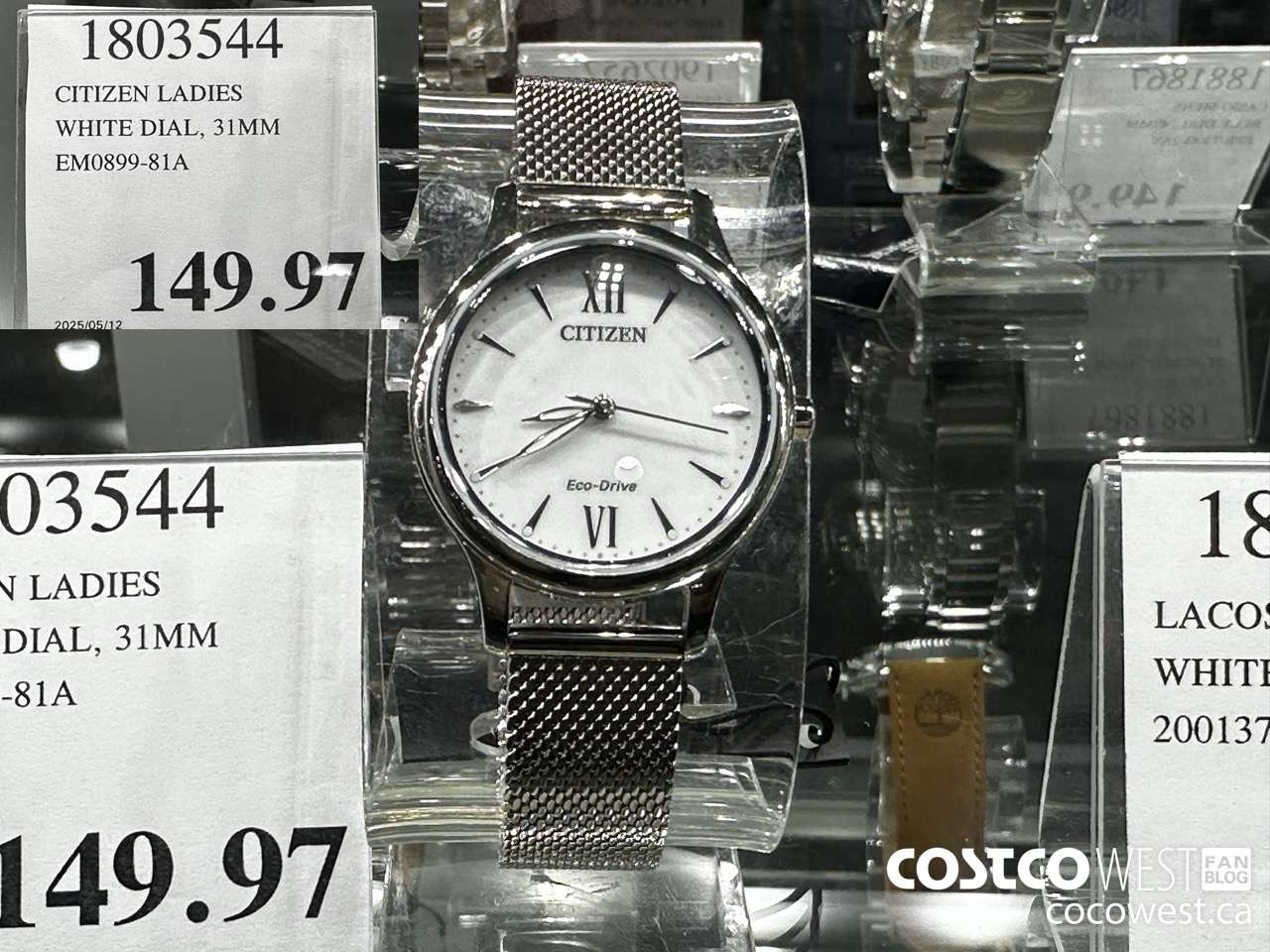 1803544 CITIZEN LADIES WHITE DIAL 31MM EM0899-81A $149.97