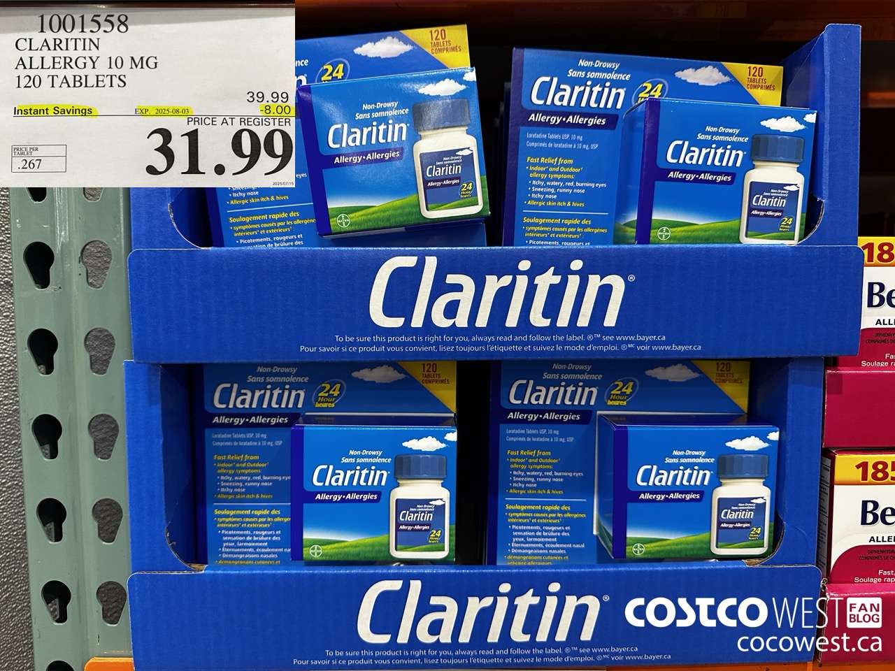 1001558 CLARITIN ALLERGY 10MG 120 TABLETS ($8.00 INSTANT SAVINGS EXPIRES ON 2025-08-03) $31.99