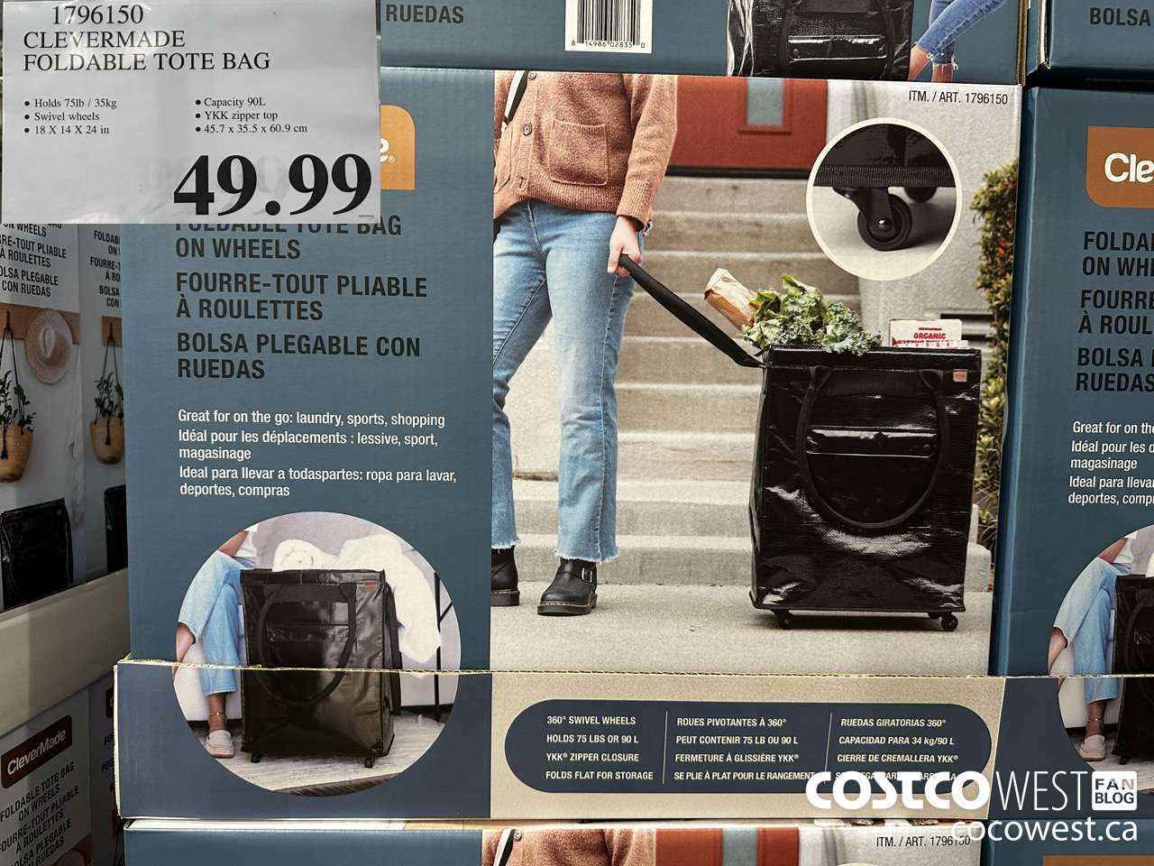 1796150 CLEVERMADE FOLDABLE TOTE BAG $49.99