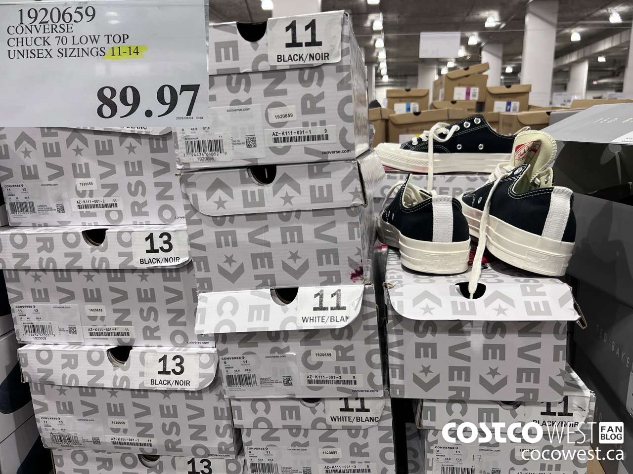 1920659 CONVERSE CHUCK 70 LOW TOP UNISEX SIZINGS 11-14 $89.97