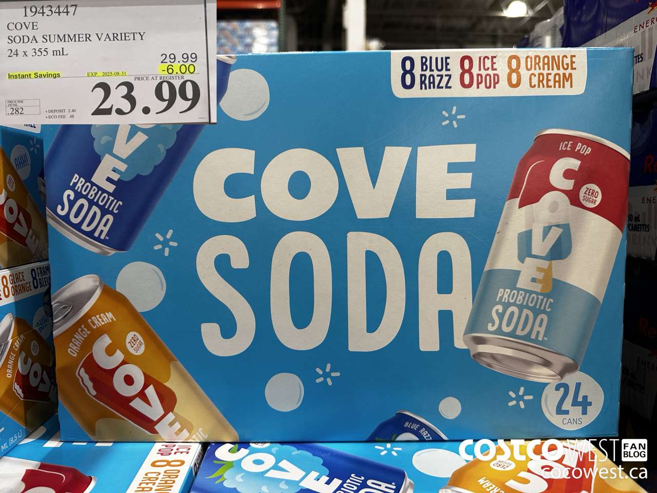 1943447 COVE SODA SUMMER VARIETY 24 X 355ML ($6.00 INSTANT SAVINGS EXPIRES ON 2025-08-31) $23.99