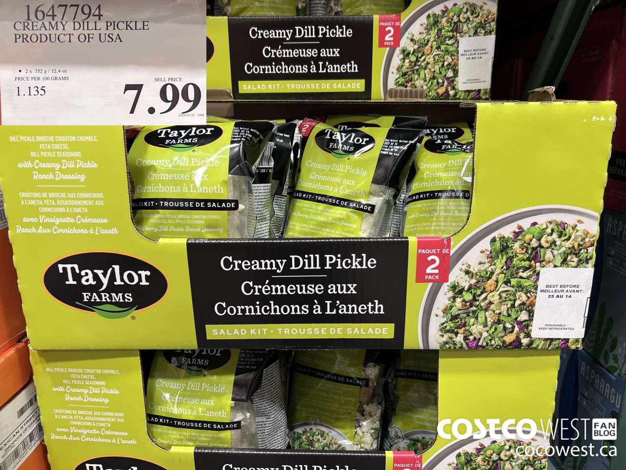 1647794 CREAMY DILL PICKLE SALAD KIT 2 PACK PRODUCT OF USA $7.99