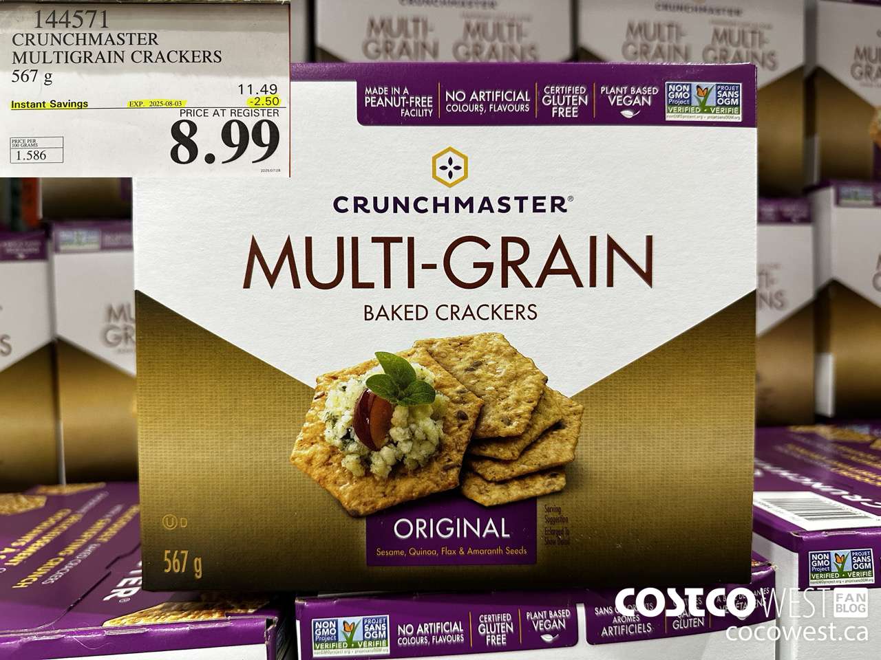 144571 CRUNCHMASTER MULTIGRAIN CRACKERS 567 G ($2.50 INSTANT SAVINGS EXPIRES ON 2025-08-03) $8.99