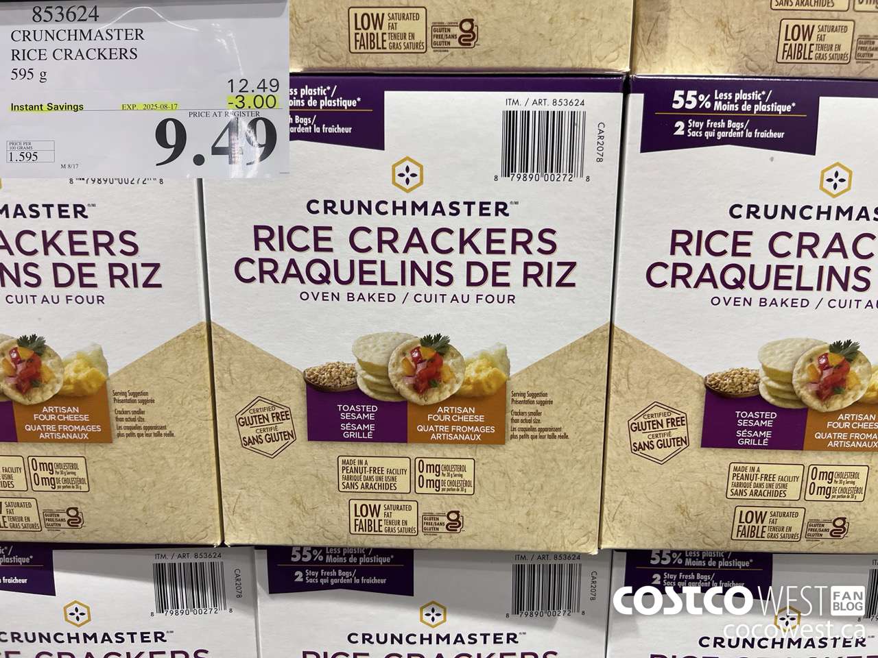 853624 CRUNCHMASTER RICE CRACKERS 595 g ($3.00 INSTANT SAVINGS EXPIRES ON 2025-08-17) $9.49