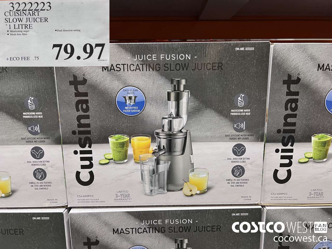 3222223 CUISINART SLOW JUICER 1 LITRE $79.97