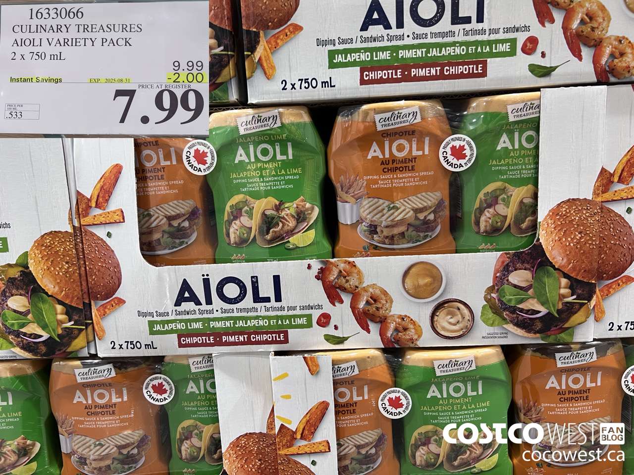 1633066 CULINARY TREASURES AIOLI SAUCE VARIETY PK 2 X 750ML ($2.00 INSTANT SAVINGS EXPIRES ON 2025-08-31) $7.99