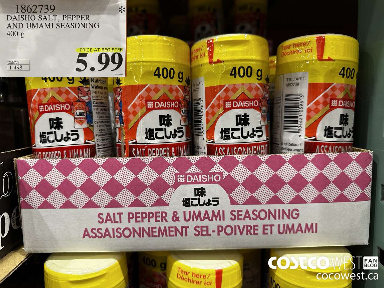 1862739 DAISHO SEASONING SAL & PEPPER UMAMI 400G $5.99