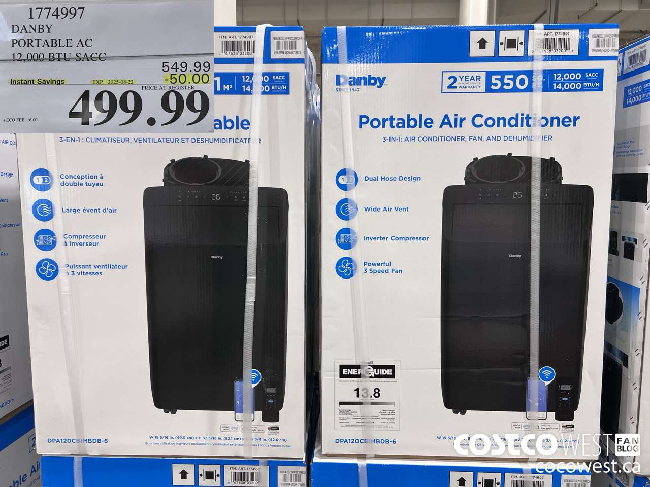 1774997 DANBY 3 IN 1 PORTABLE AC 12,000 BTU SACC ($50.00 INSTANT SAVINGS EXPIRES ON 2025-08-22) $499.99