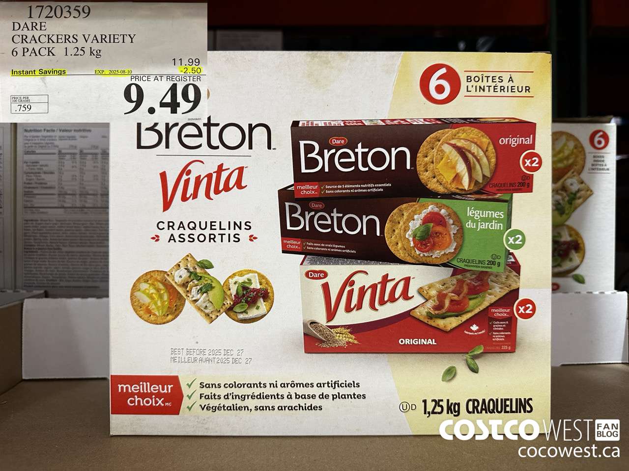 1720359 DARE CRACKERS VARIETY 6 PACK 1.25 KG ($2.50 INSTANT SAVINGS EXPIRES ON 2025-08-10) $9.49