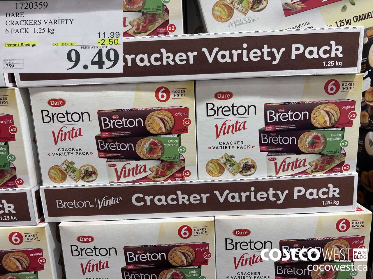 1720359 DARE CRACKERS VARIETY 6 PACK 1.25 KG ($2.50 INSTANT SAVINGS EXPIRES ON 2025-08-10) $9.49
