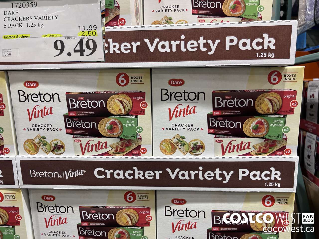 1720359 DARE CRACKERS VARIETY 6 PACK 1.25 KG ($2.50 INSTANT SAVINGS EXPIRES ON 2025-08-10) $9.49