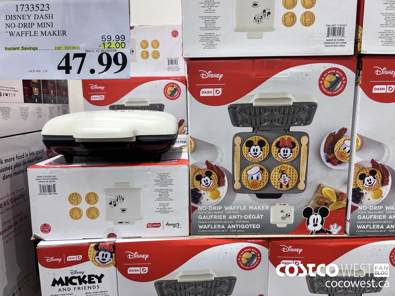 1733523 DASH DISNEY NO-DRIP WAFFLE MAKER 1200 WATTS ($12.00 INSTANT SAVINGS EXPIRES ON 2025-08-31) $47.99