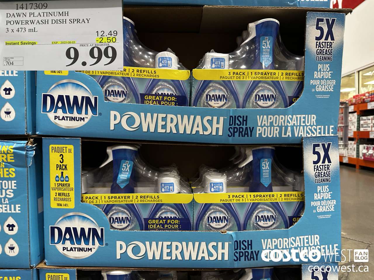 1417309 DAWN POWERWASH DISHWASHING DETERGENT 3 x 473 mL ($2.50 INSTANT SAVINGS EXPIRES ON 2025-08-03) $9.99