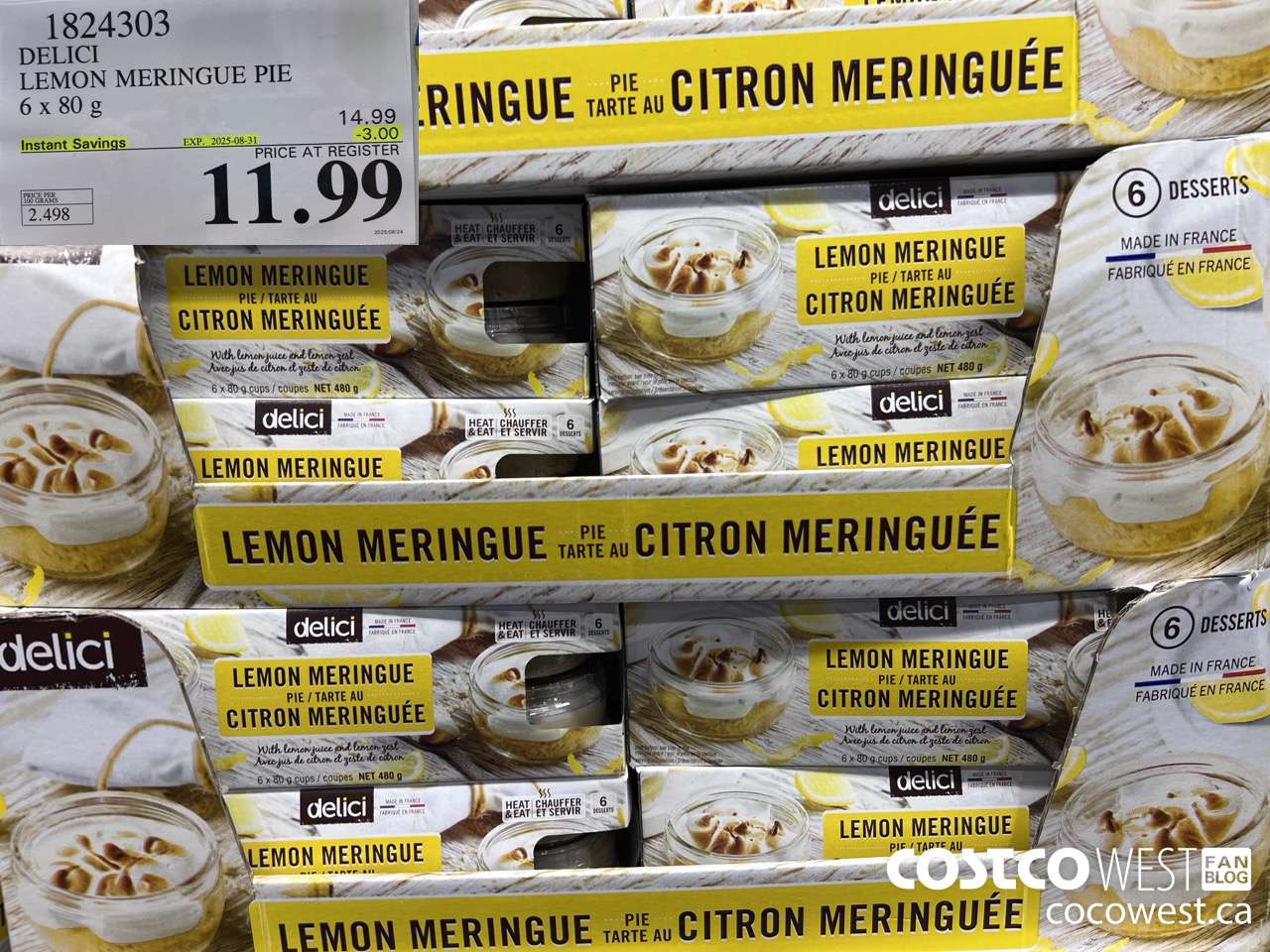 1824303 DELICI LEMON MERINGUE PIE 6 X 80G ($3.00 INSTANT SAVINGS EXPIRES ON 2025-08-31) $11.99