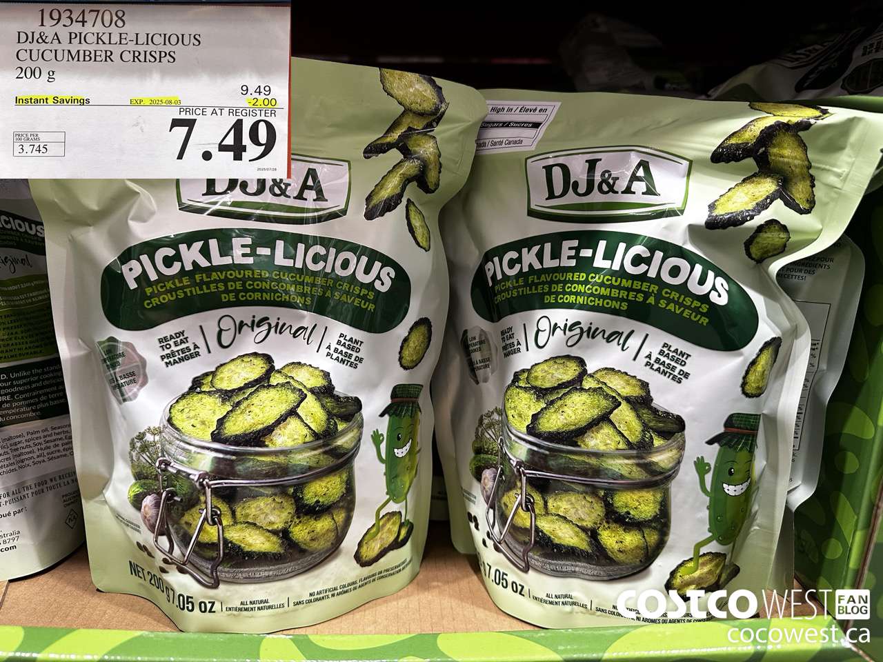 1934708 DJ&A PICKLE-LICIOUS CUCUMBER CRISPS 200G ($2.00 INSTANT SAVINGS EXPIRES ON 2025-08-03) $7.49