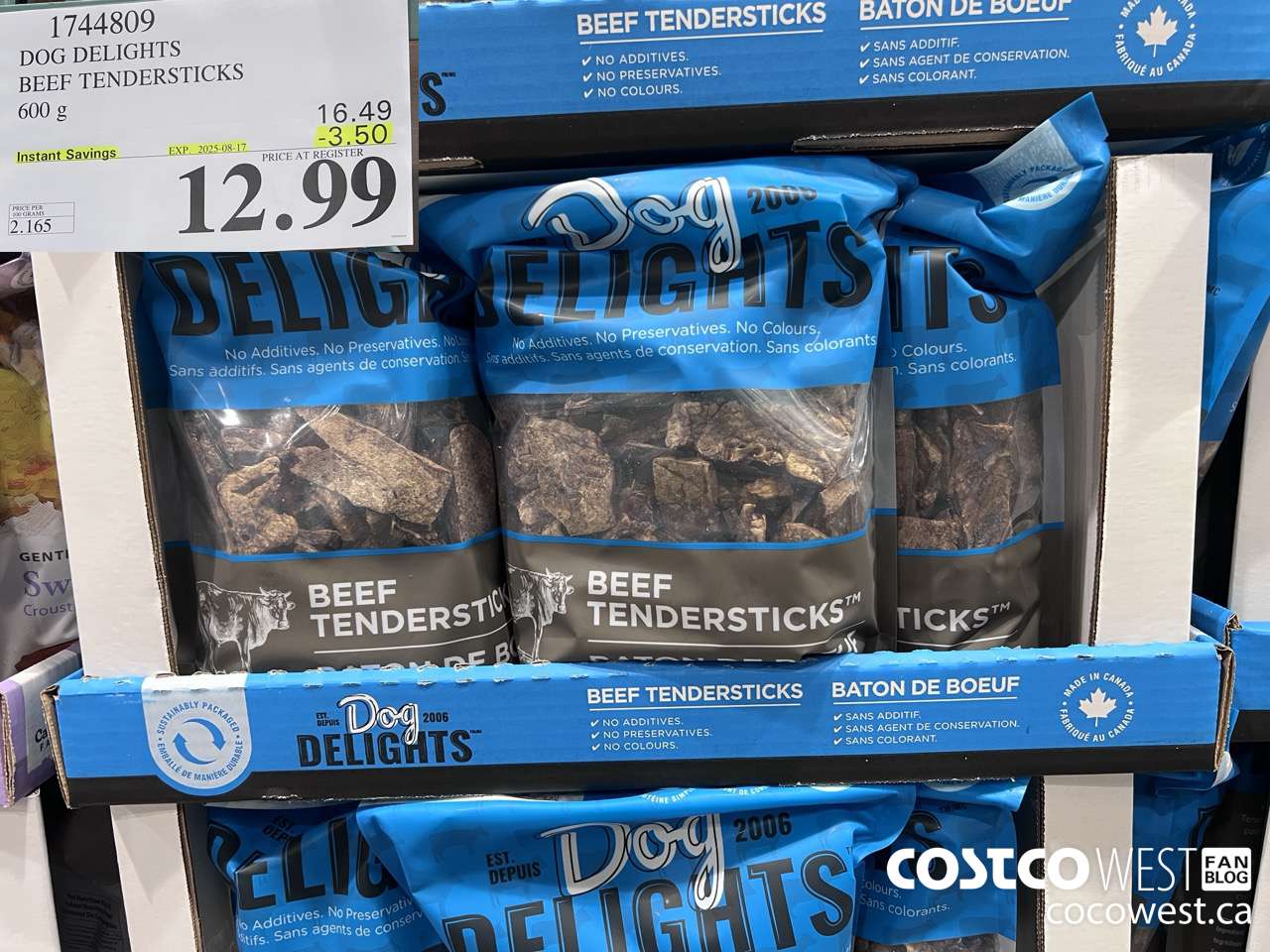 1744809 DOG DELIGHTS BEEF TENDERSTICKS 600G ($3.50 INSTANT SAVINGS EXPIRES ON 2025-08-17) $12.99