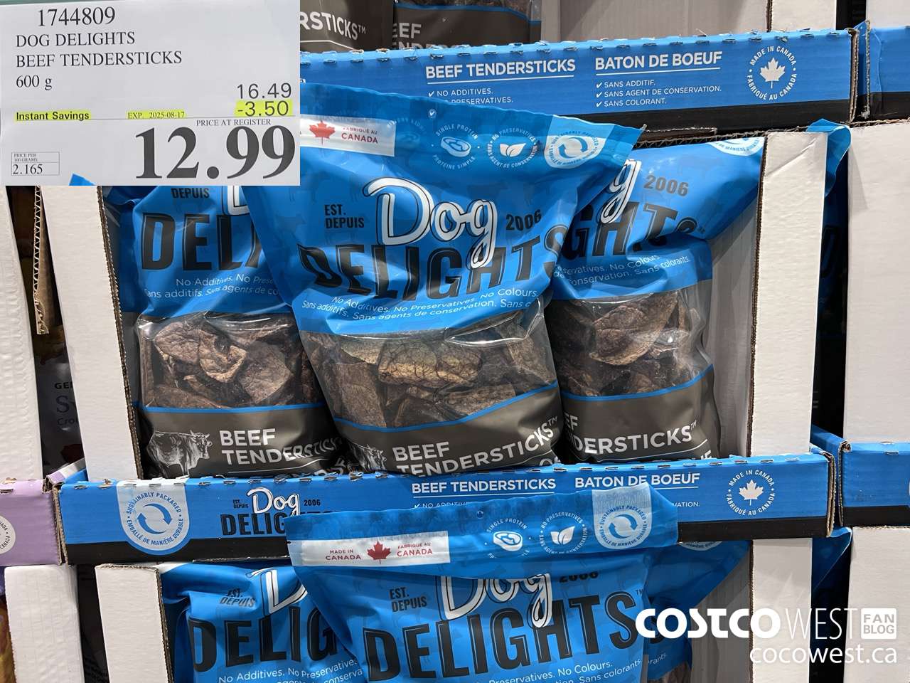 1744809 DOG DELIGHTS BEEF TENDERSTICKS 600G ($3.50 INSTANT SAVINGS EXPIRES ON 2025-08-17) $12.99