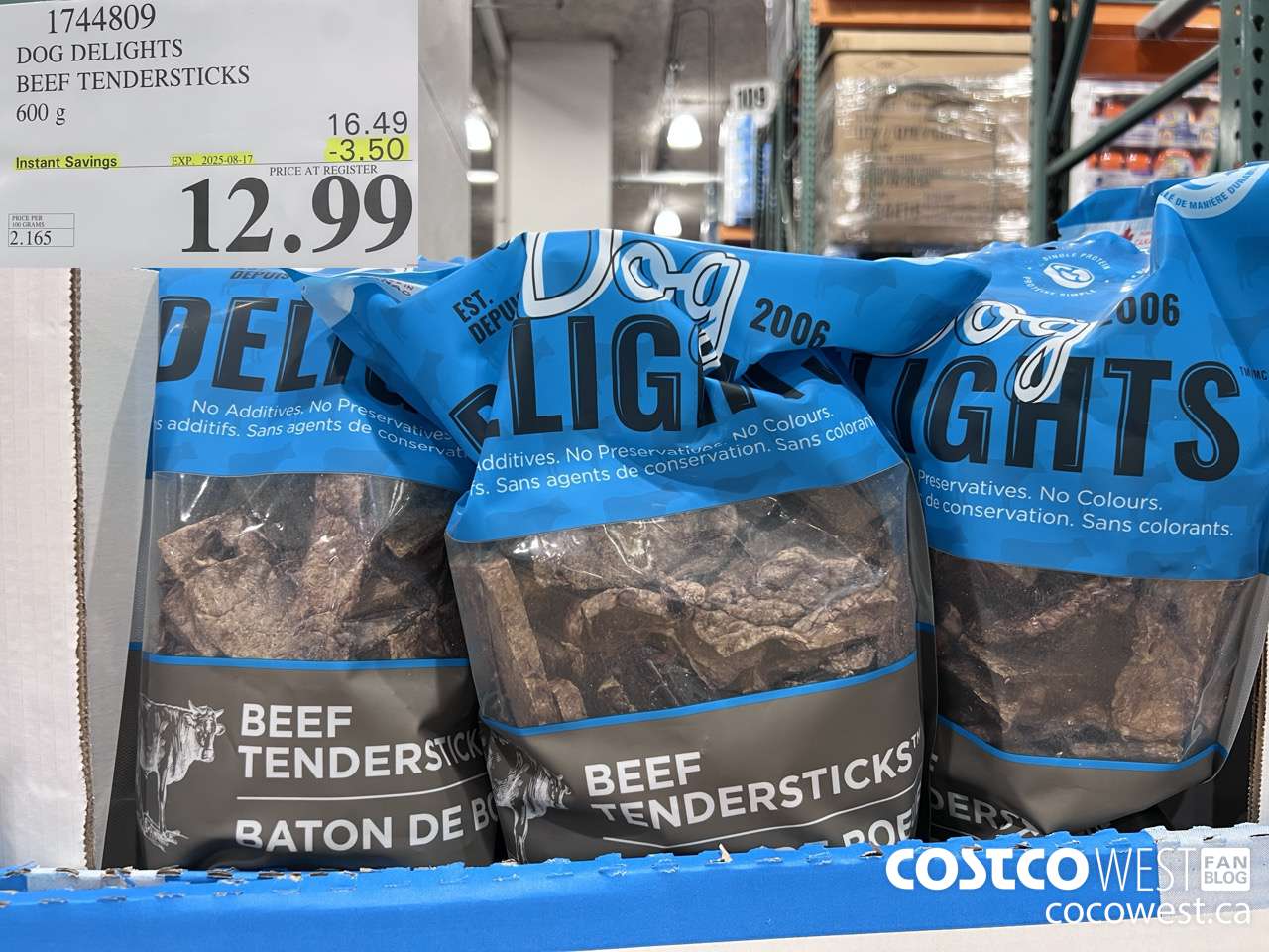 1744809 DOG DELIGHTS BEEF TENDERSTICKS 600G ($3.50 INSTANT SAVINGS EXPIRES ON 2025-08-17) $12.99