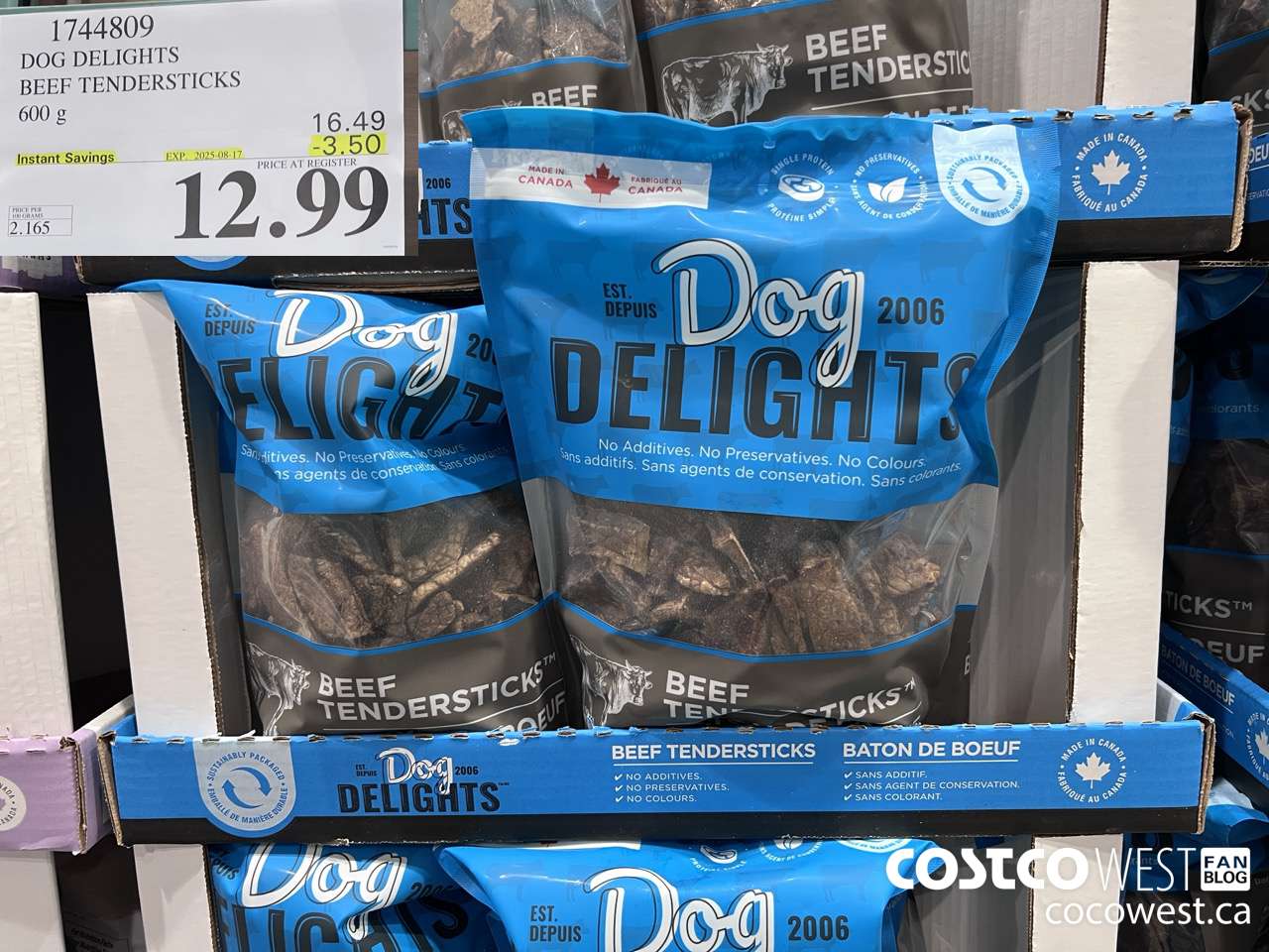 1744809 DOG DELIGHTS BEEF TENDERSTICKS 600G ($3.50 INSTANT SAVINGS EXPIRES ON 2025-08-17) $12.99
