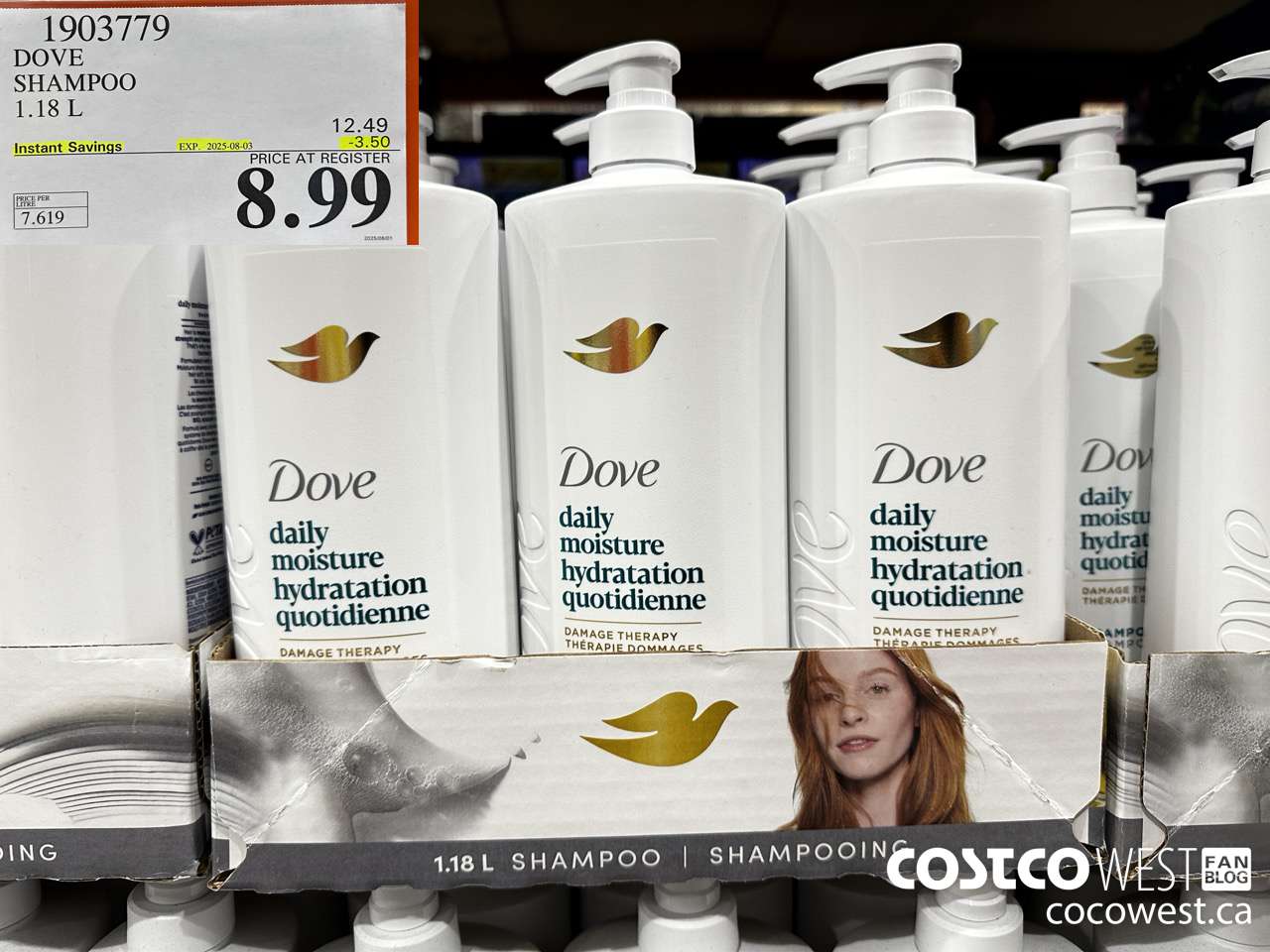 1903779 DOVE SHAMPOO 1.18L ($3.50 INSTANT SAVINGS EXPIRES ON 2025-08-03) $8.99