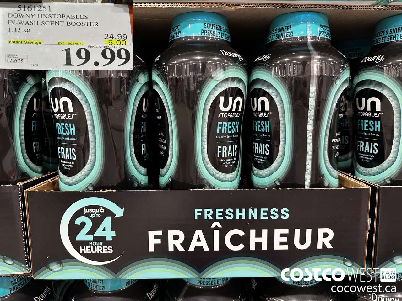 5161251 DOWNY UNSTOPPABLES IN-WASH SCENT BOOSTER 1131 g ($5.00 INSTANT SAVINGS EXPIRES ON 2025-08-31) $19.99