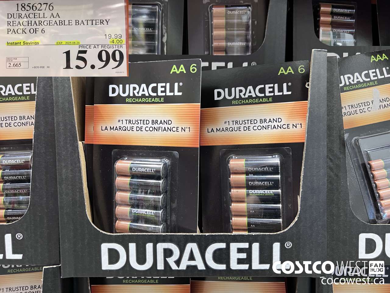 1856276 DURACELL AA RECHARGEABLE BATTERY PACK OF 6 ($4.00 INSTANT SAVINGS EXPIRES ON 2025-08-24) $15.99