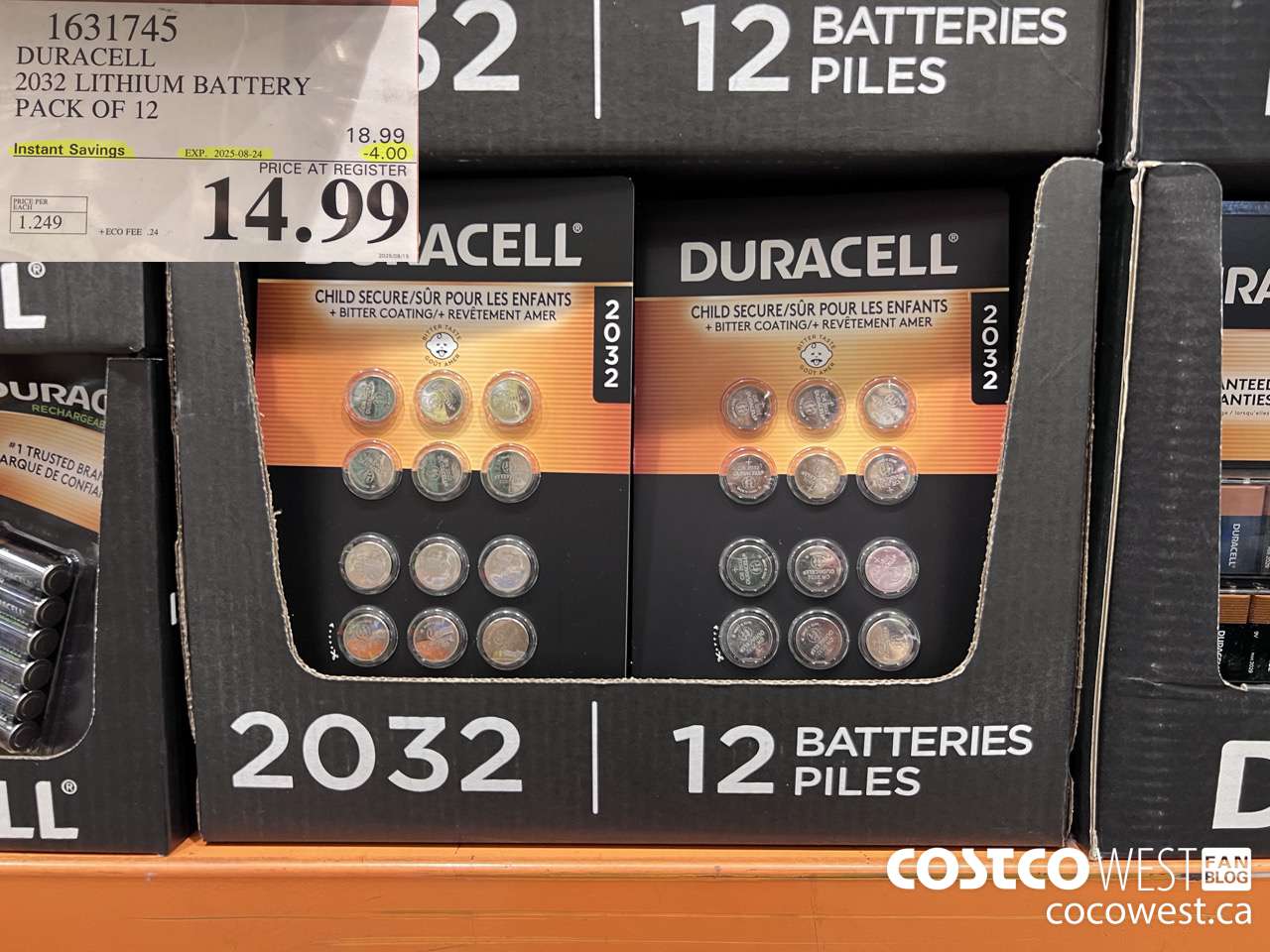 1631745 DURACELL LITHIUM 2032 BATTERY PACK OF 12 ($4.00 INSTANT SAVINGS EXPIRES ON 2025-08-24) $14.99