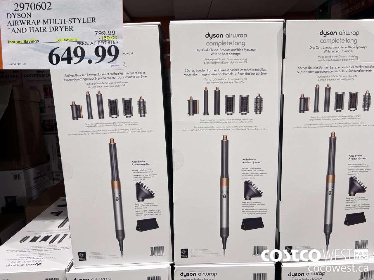 2970602 DYSON AIRWRAP HAIR DRYER WITH TRAVEL BAG & DIFFUSER ($150.00 INSTANT SAVINGS EXPIRES ON 2025-09-11) $649.99