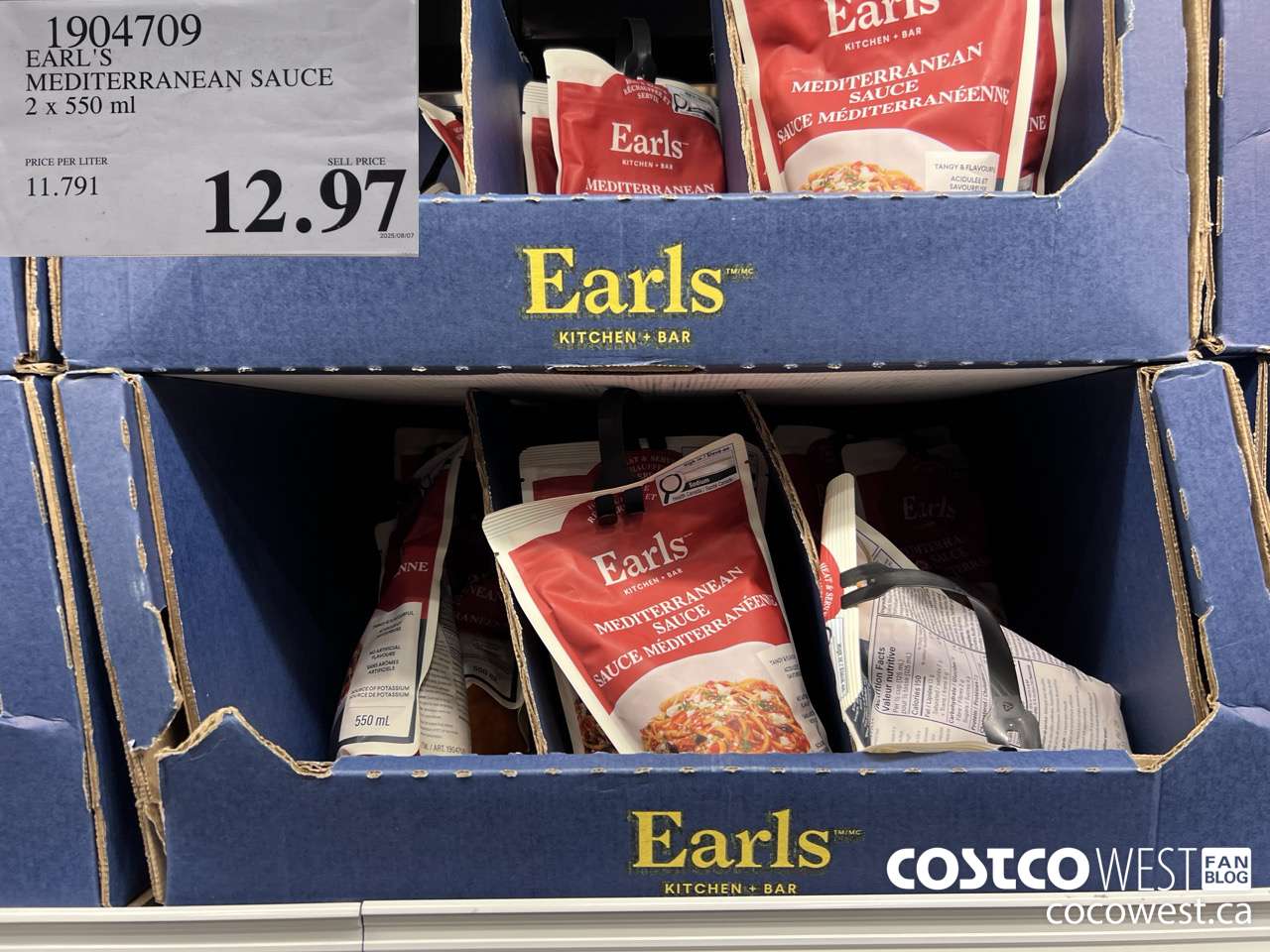 1904709 EARL'S MEDITERRANEAN SAUCE 2 X 550ML $12.97