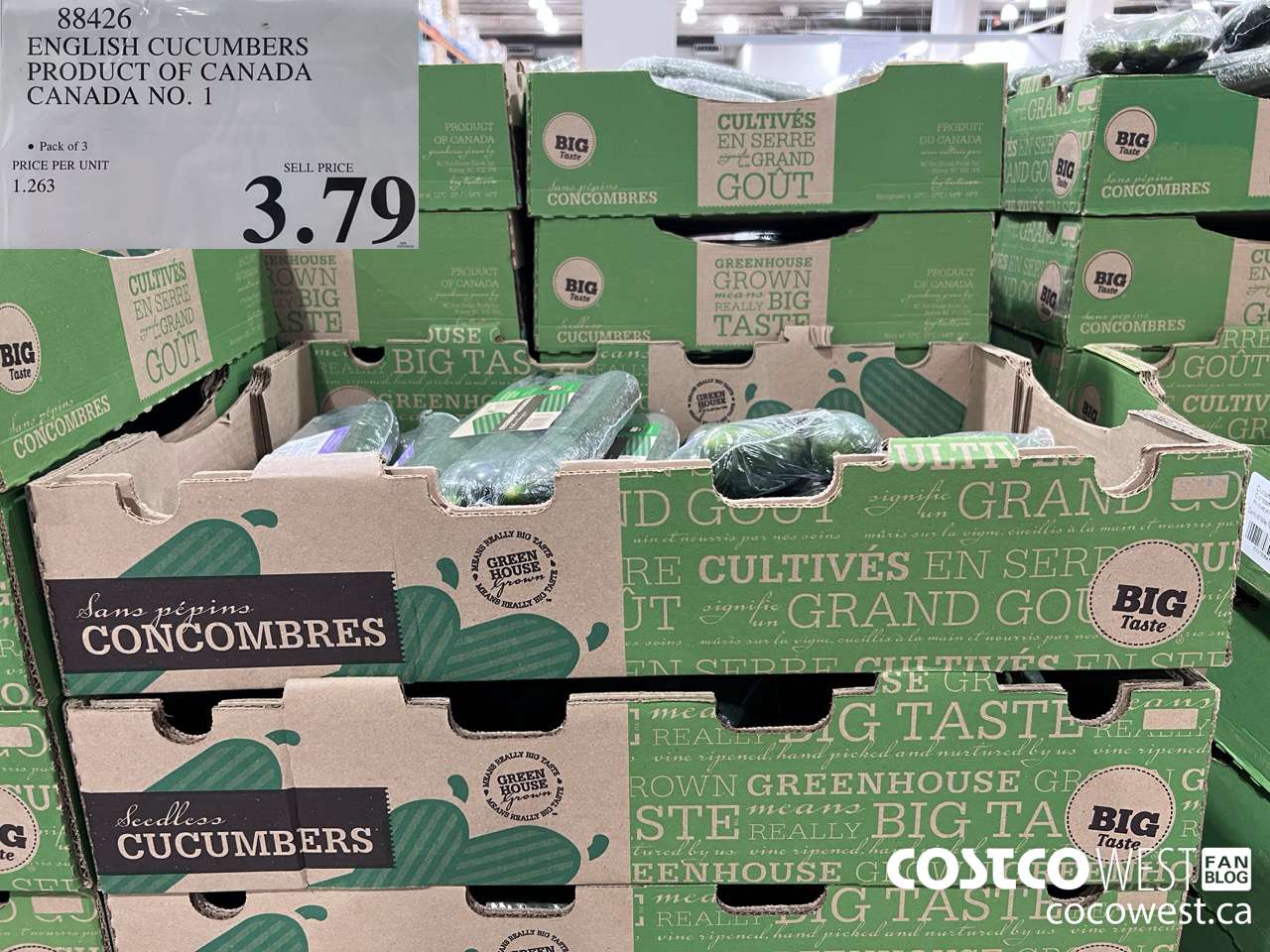 88426 ENGLISH CUCUMBERS PRODUCT OF CANADA CANADA NO. 1 $3.79