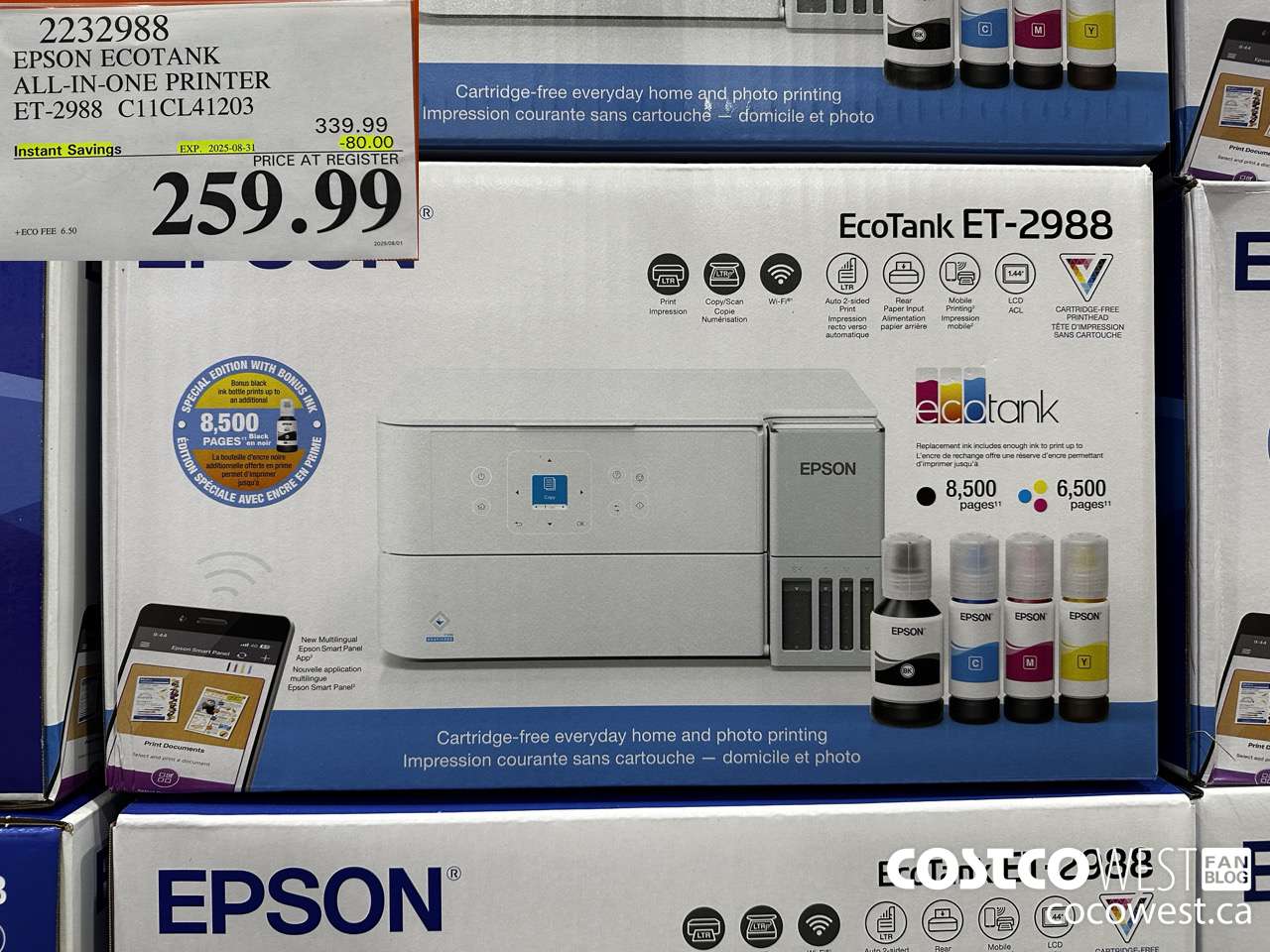 2232988 EPSON ET-2988 ALL IN ONE PRINTER EXTRA BLACK INK BOTTLE ($80.00 INSTANT SAVINGS EXPIRES ON 2025-08-31) $259.99