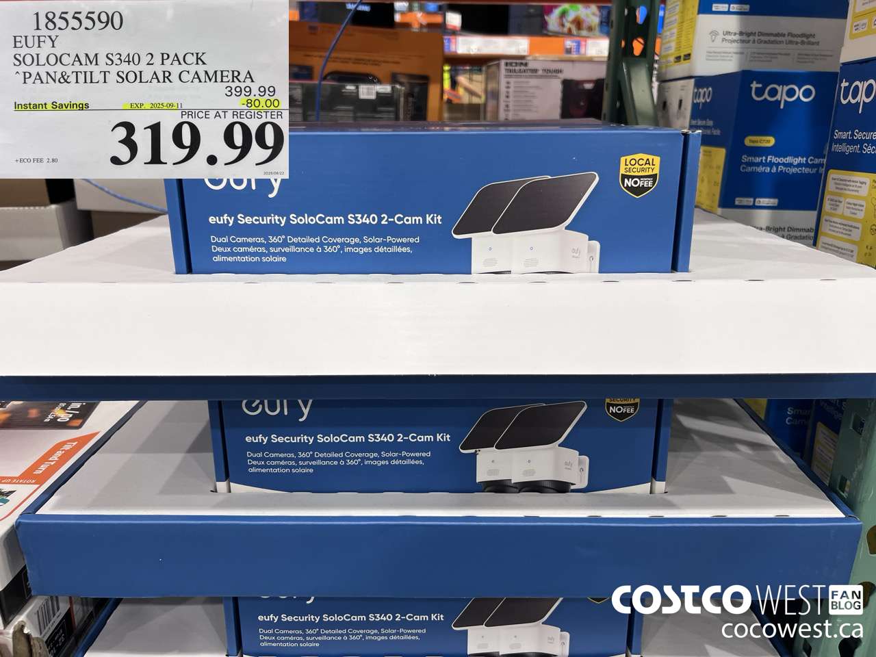 1855590 EUFY SOLOCAM S340 2 PACK PAN&TILT SOLAR CAMERA ($80.00 INSTANT SAVINGS EXPIRES ON 2025-09-11) $319.99