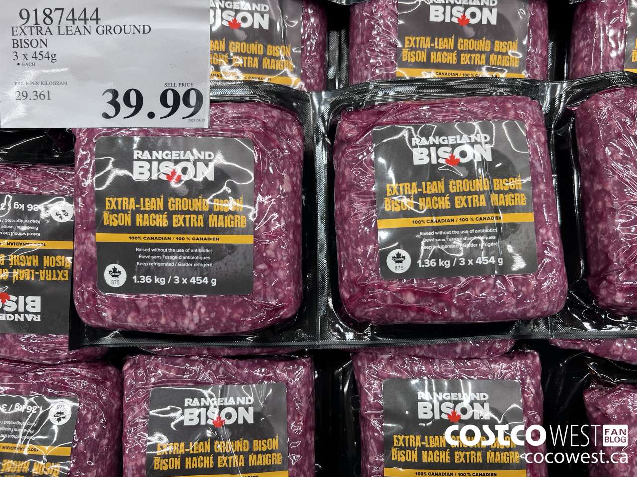 9187444 EXTRA LEAN GROUND BISON 3 X 454G $39.99