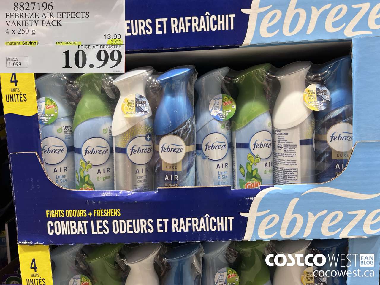8827196 FEBREZE AIR EFFECTS VARIETY PACK 4 X 250 G ($3.00 INSTANT SAVINGS EXPIRES ON 2025-08-31) $10.99
