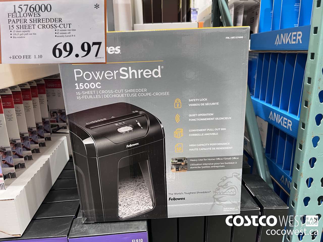 1576000 FELLOWES PAPER SHREDDER 15 SHEET CROSS-CUT $69.97