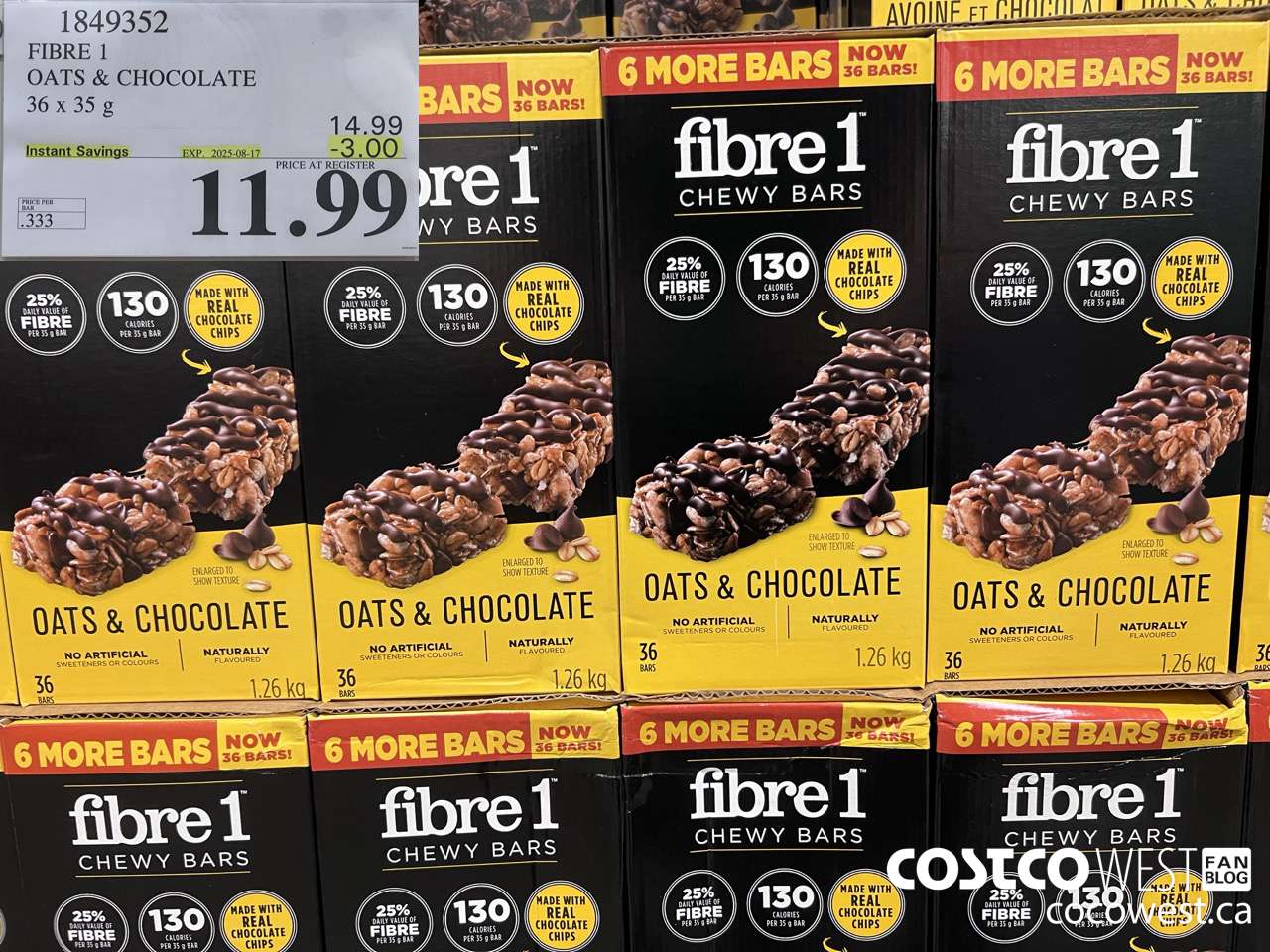 1849352 FIBRE 1 OATS & CHOCOLATE 36 X 35G ($3.00 INSTANT SAVINGS EXPIRES ON 2025-08-17) $11.99