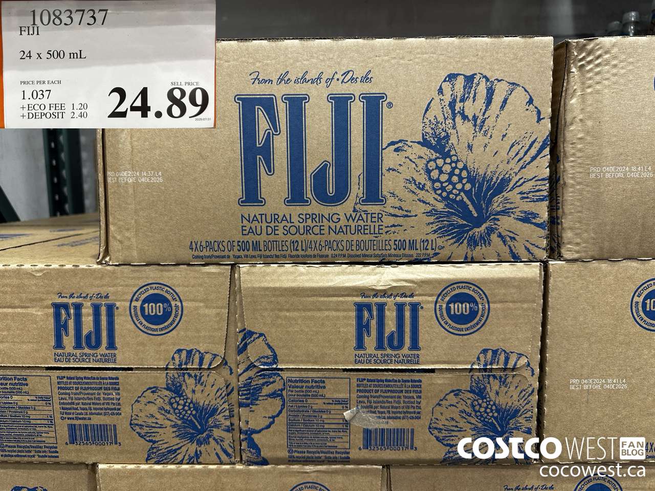 1083737 FIJI 24 X 500ML $24.89