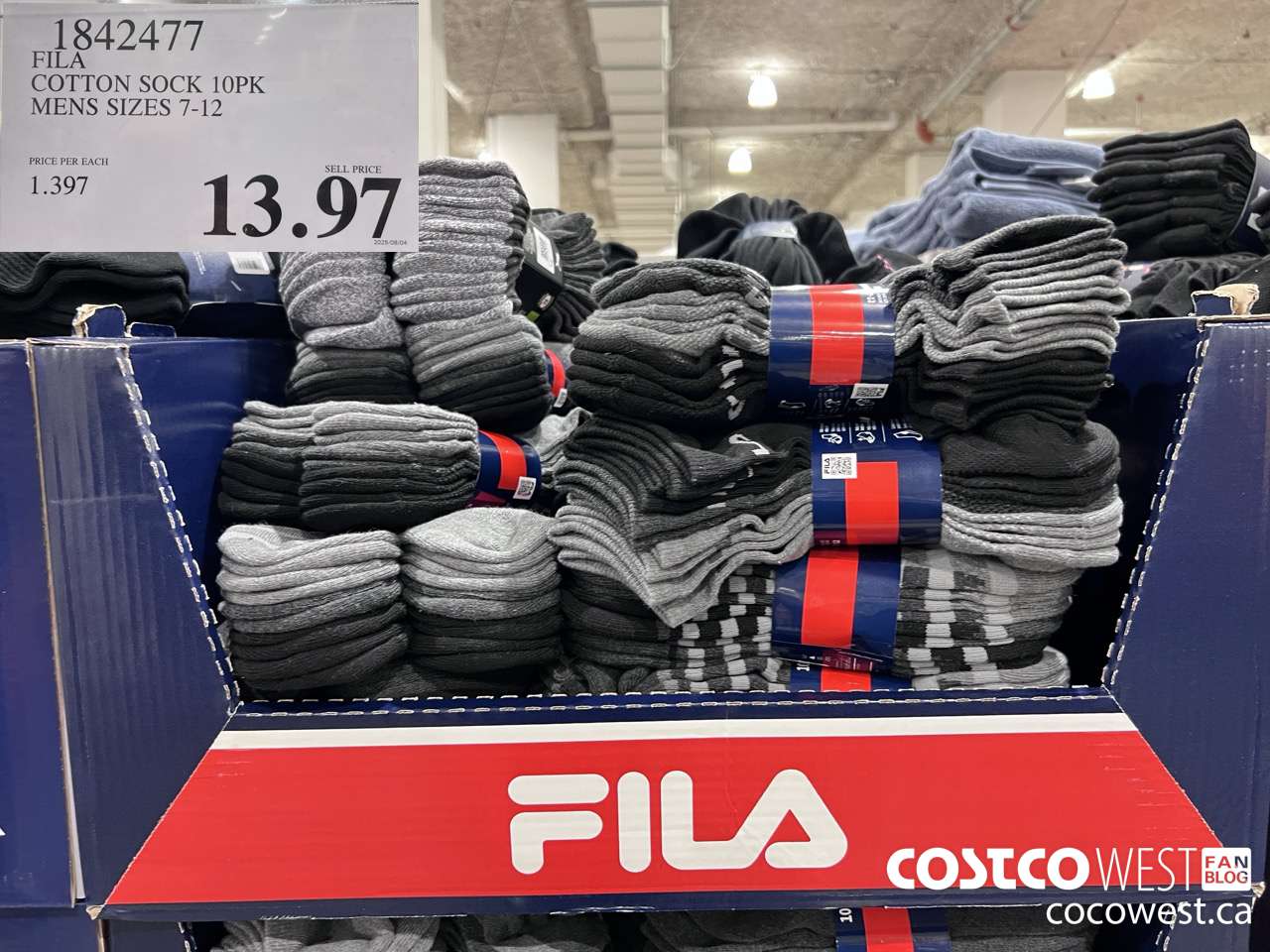 1842477 FILA COTTON SOCKS 10PK MENS SIZES 7-12 $13.97