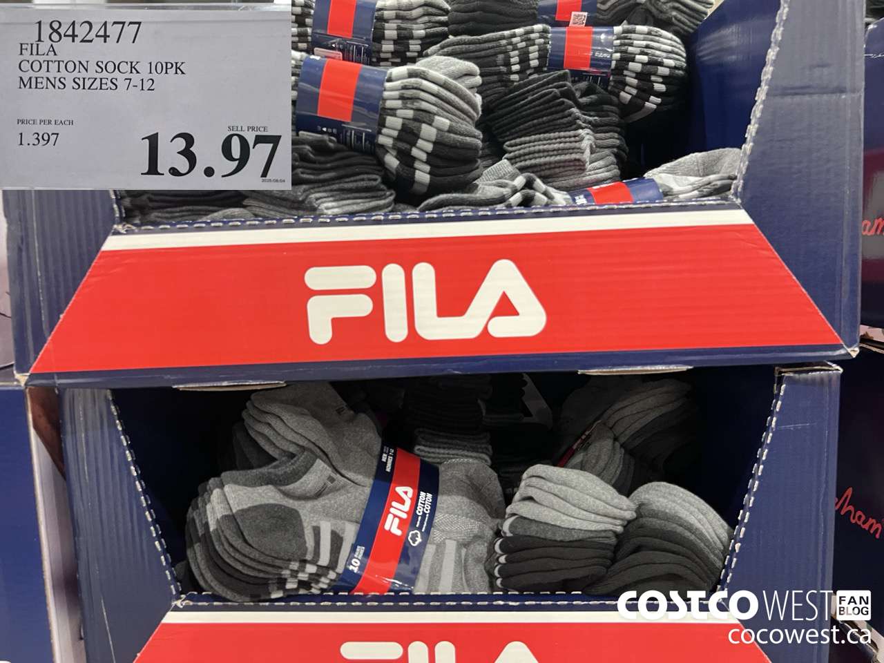 1842477 FILA COTTON SOCKS 10PK MENS SIZES 7-12 $13.97