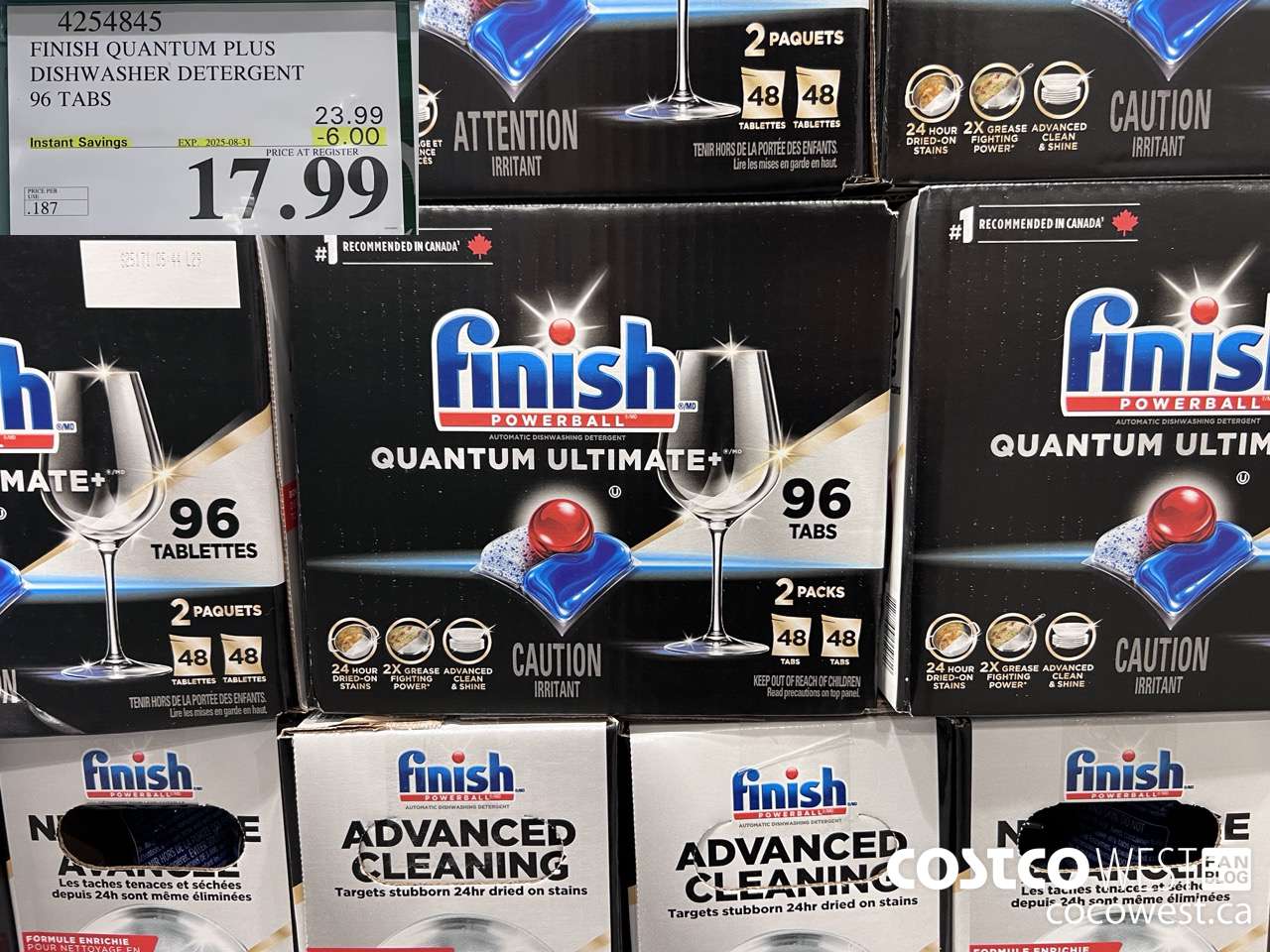 4254845 FINISH QUANTUM PLUS DISHWASHER DETERGENT 96 TABS ($6.00 INSTANT SAVINGS EXPIRES ON 2025-08-31) $17.99