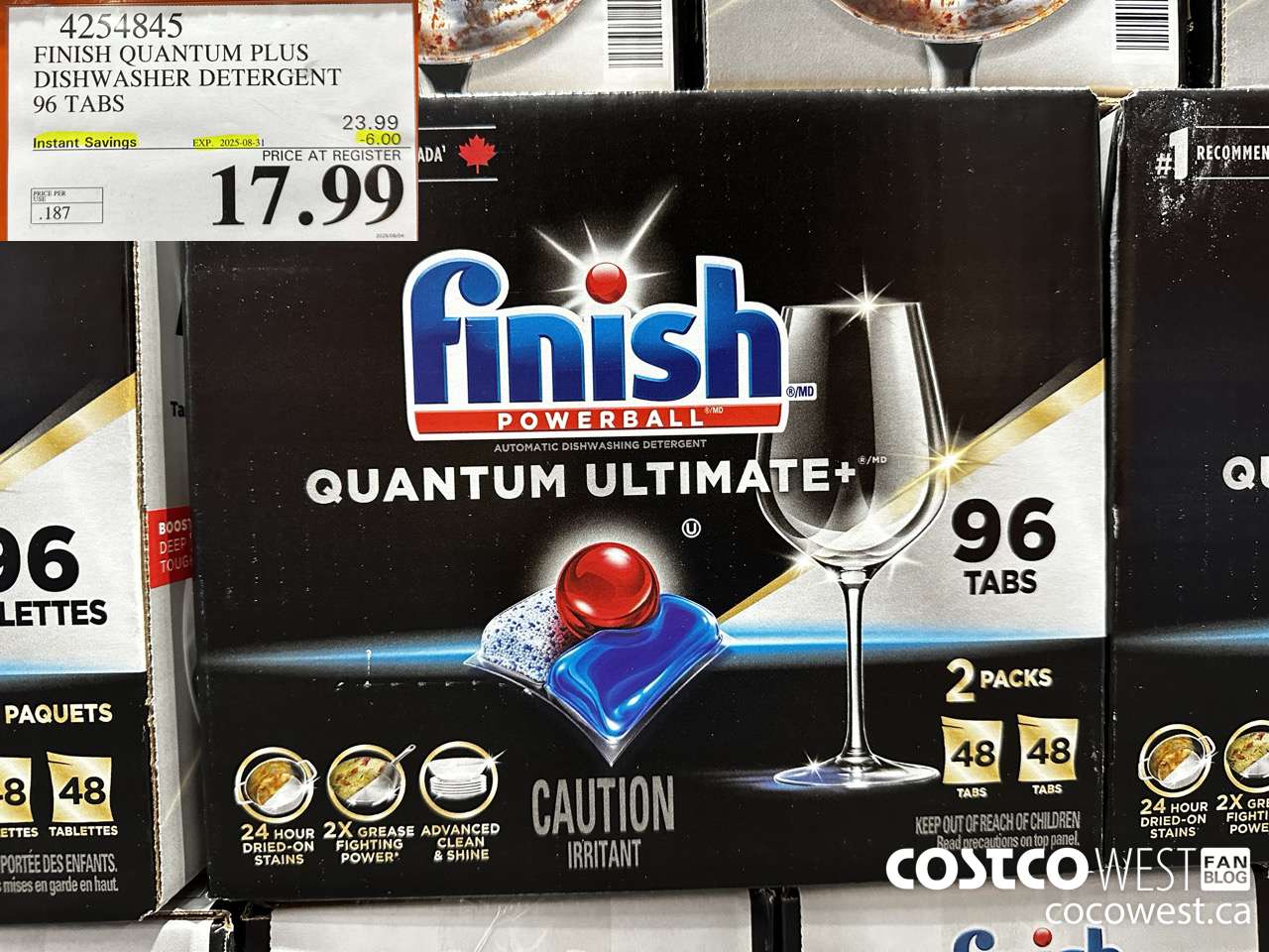 4254845 FINISH QUANTUM PLUS DISHWASHER DETERGENT 96 TABS ($6.00 INSTANT SAVINGS EXPIRES ON 2025-08-31) $17.99