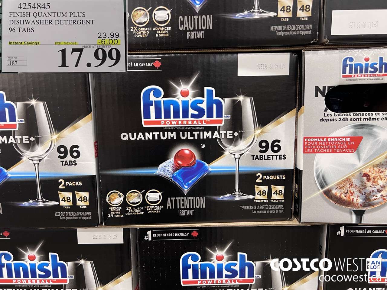 4254845 FINISH QUANTUM PLUS DISHWASHER DETERGENT 96 TABS ($6.00 INSTANT SAVINGS EXPIRES ON 2025-08-31) $17.99