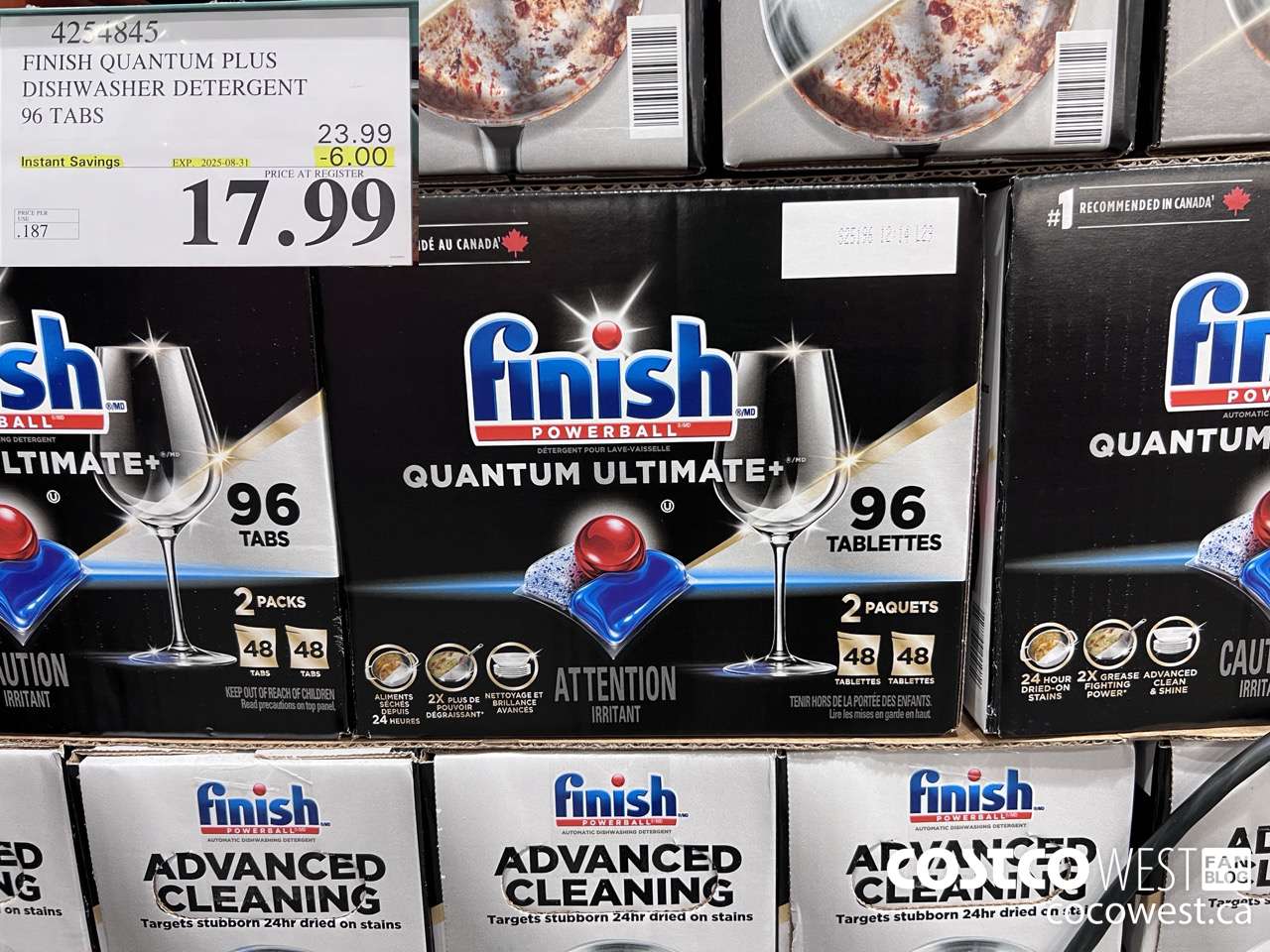 4254845 FINISH QUANTUM PLUS DISHWASHER DETERGENT 96 TABS ($6.00 INSTANT SAVINGS EXPIRES ON 2025-08-31) $17.99