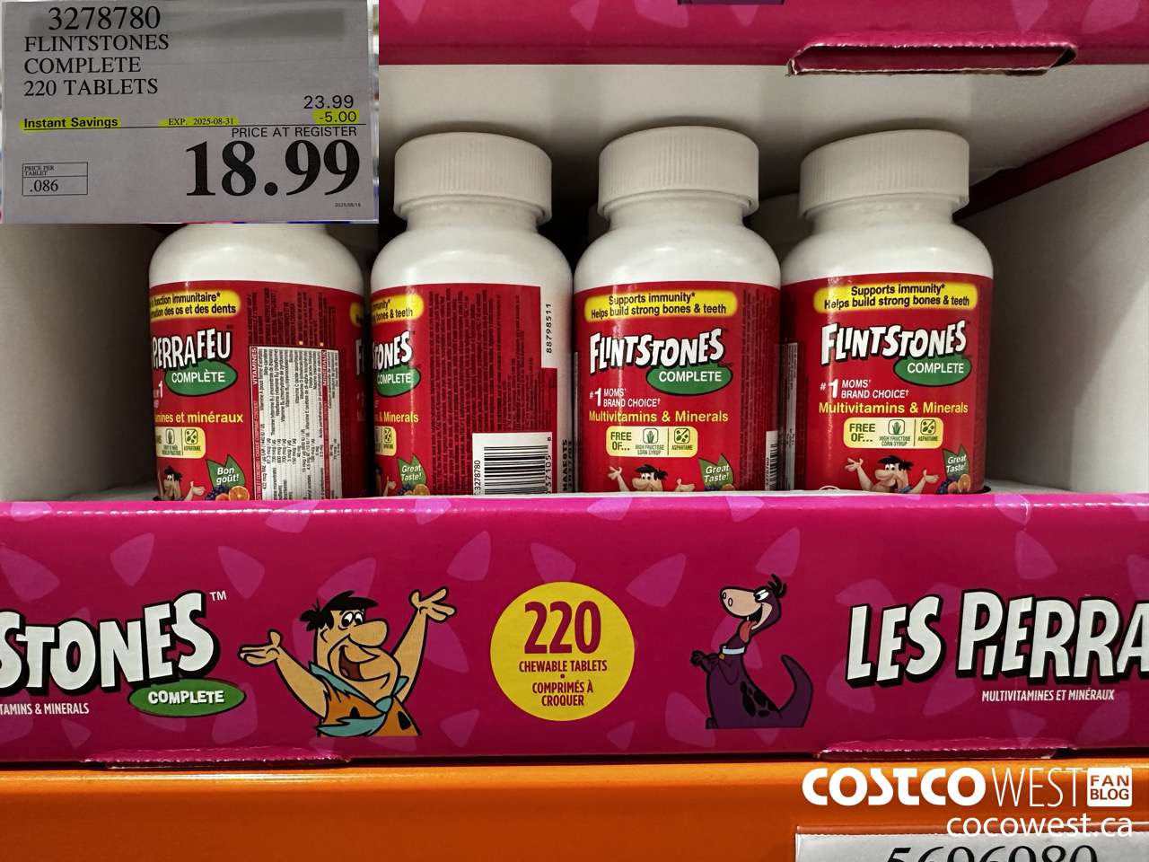 3278780 FLINTSTONES COMPLETE CHILDREN'S VITAMINS 220 TABLETS ($5.00 INSTANT SAVINGS EXPIRES ON 2025-08-31) $18.99