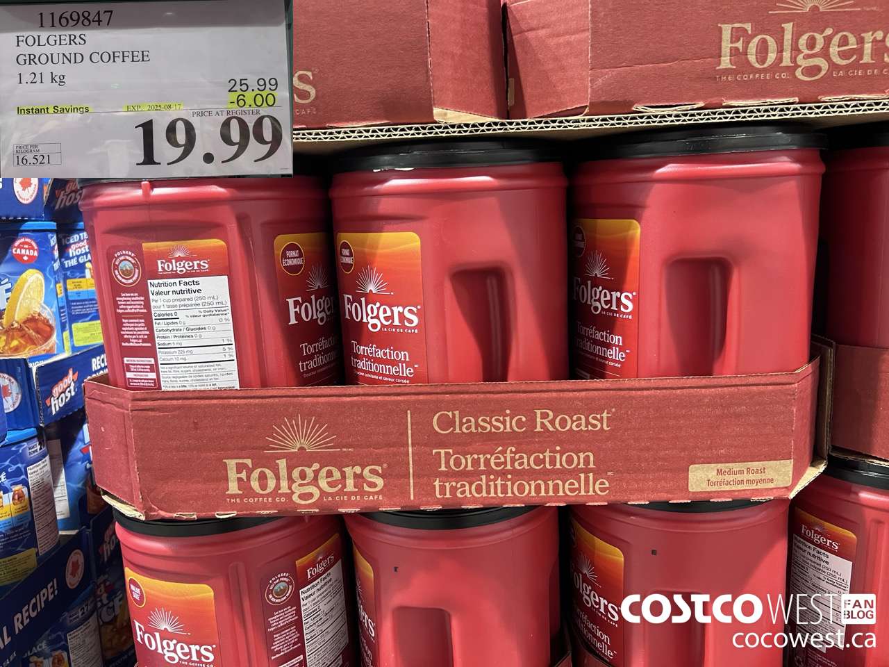 1169847 FOLGERS GROUND COFFEE 1.21 KG ($6.00 INSTANT SAVINGS EXPIRES ON 2025-08-17) $19.99