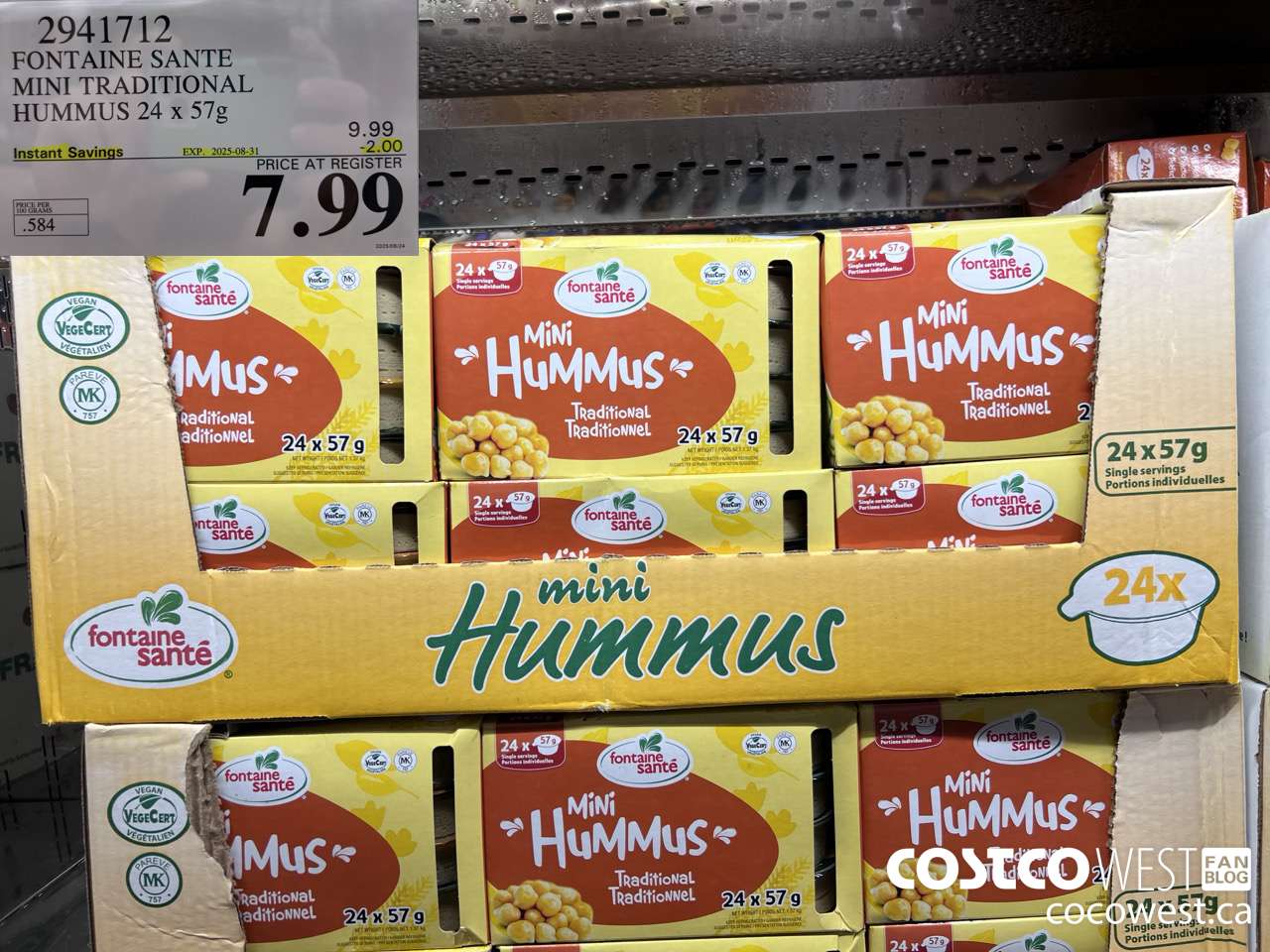 2941712 FONTAINE SANTE MINI TRADITIONAL HUMMUS 24 X 57 G ($2.00 INSTANT SAVINGS EXPIRES ON 2025-08-31) $7.99