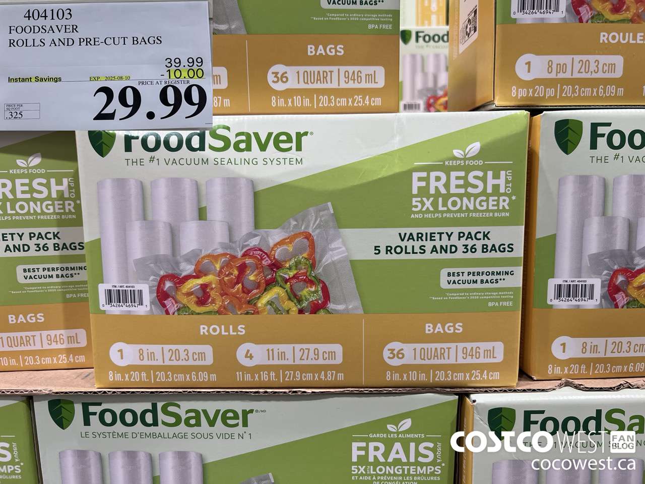404103 FOODSAVER ROLLS AND PRE-CUT BAGS ($10.00 INSTANT SAVINGS EXPIRES ON 2025-08-10) $29.99