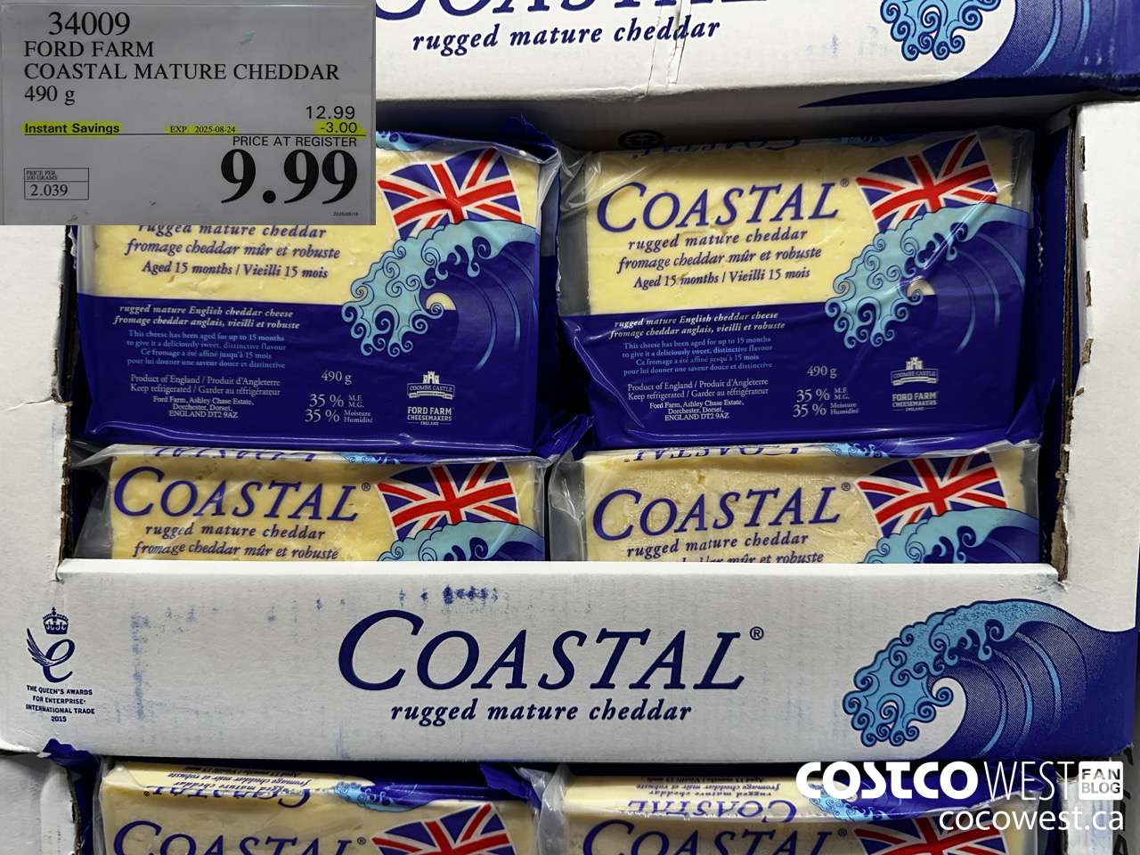 34009 FORD FARM COASTAL MATURE CHEDDAR 490G ($3.00 INSTANT SAVINGS EXPIRES ON 2025-08-24) $9.99