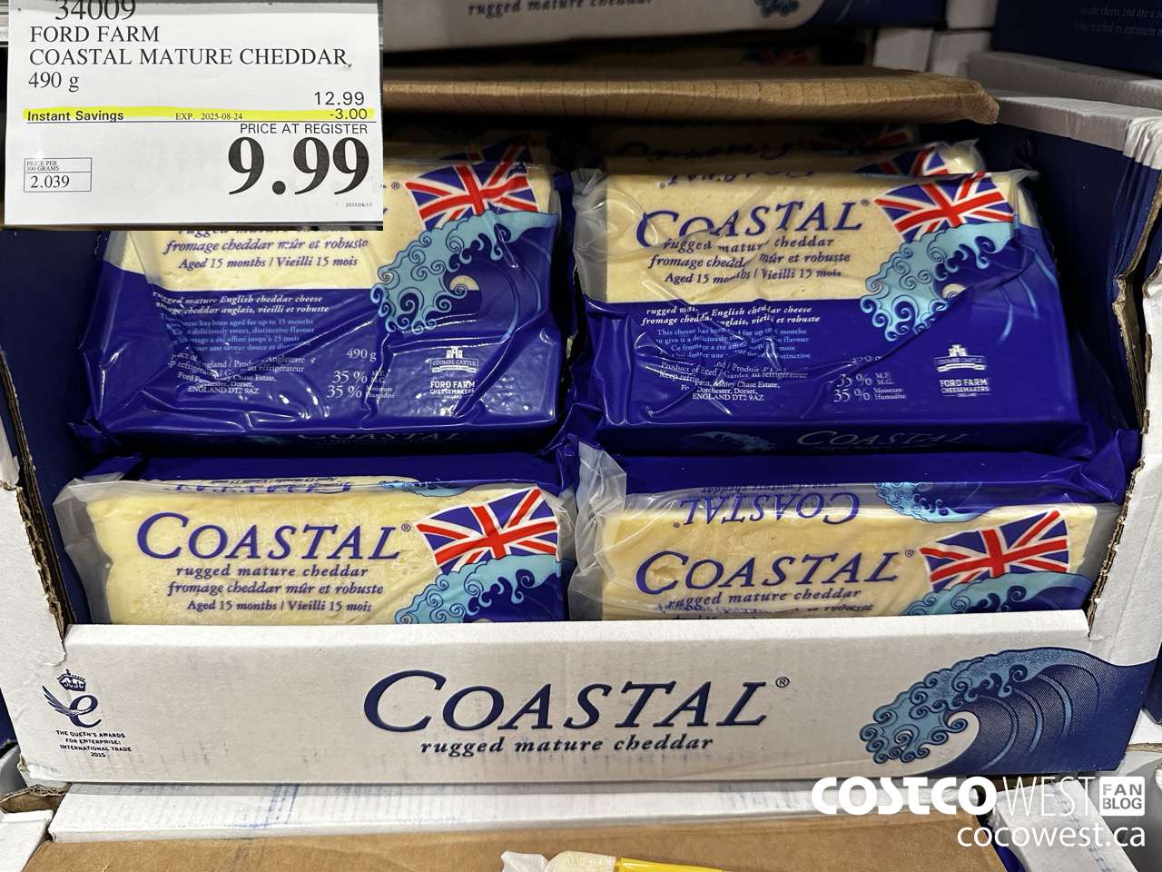 34009 FORD FARM COASTAL MATURE CHEDDAR 490G ($3.00 INSTANT SAVINGS EXPIRES ON 2025-08-24) $9.99