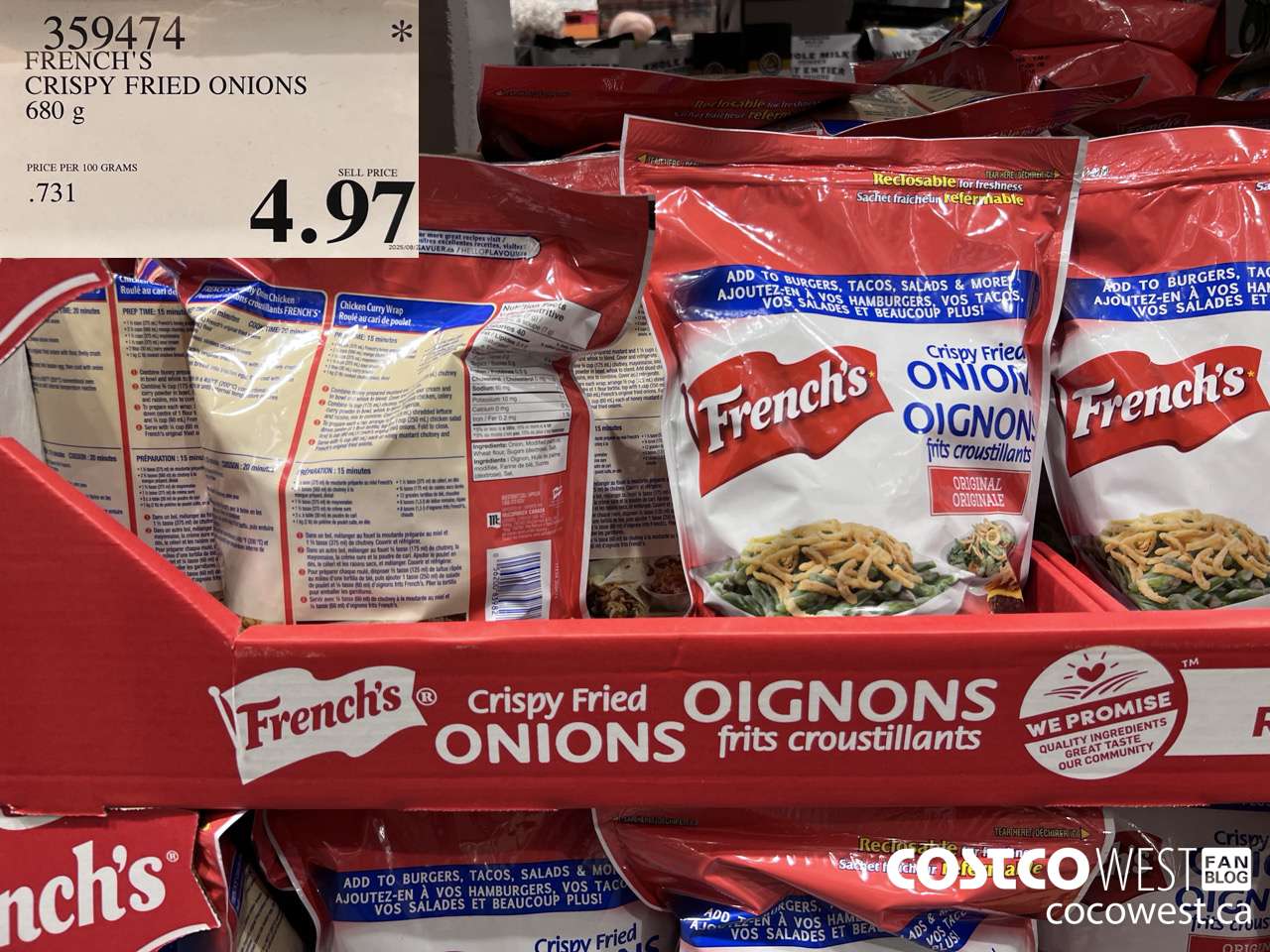 359474 FRENCH'S CRISPY ONIONS 680 G $4.97